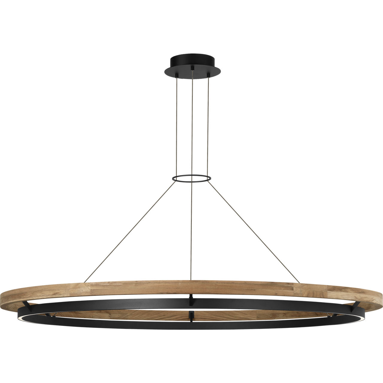 Sean Lavin Grace LED 65 inch Textured Black and Teak Wood Outdoor Chandelier
