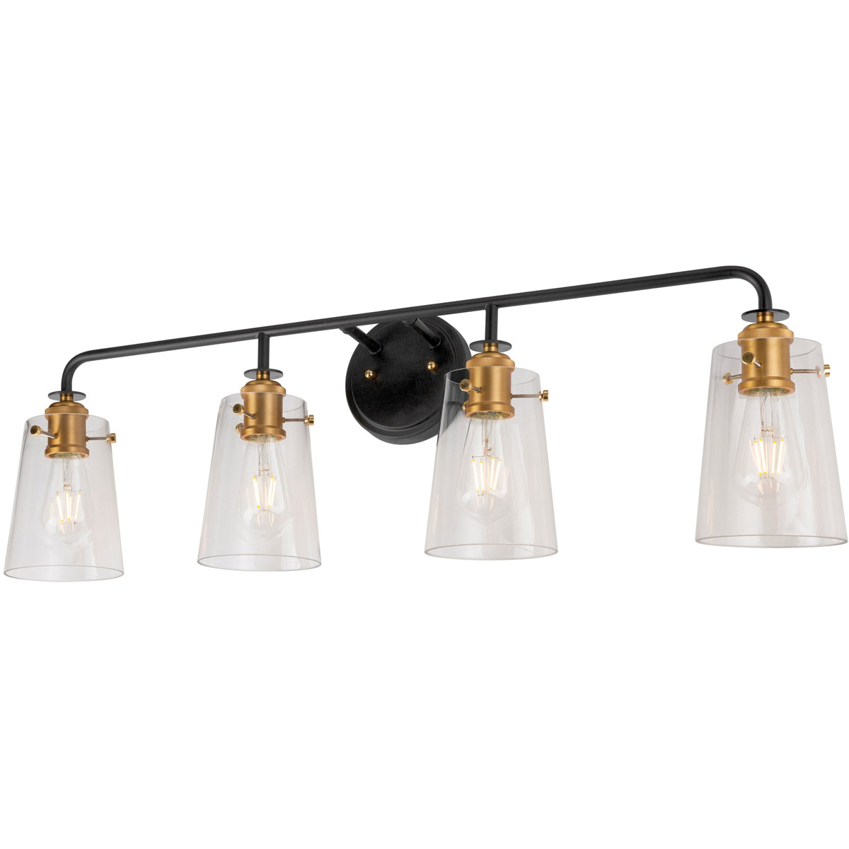 Ronna 4 Light 35 inch Black and Soft Gold Bath & Vanity Wall Light