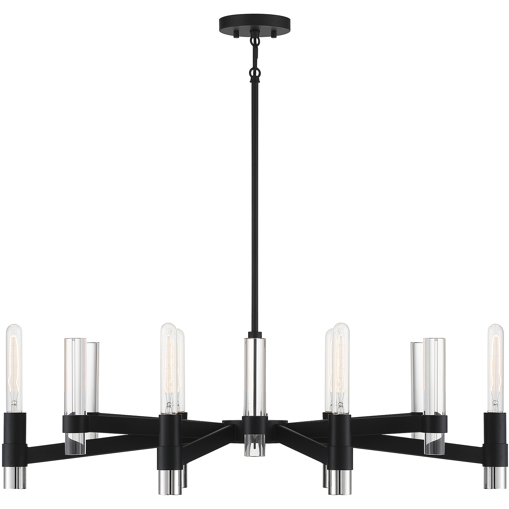 Windamere 6 Light 36 inch Textured Black with Polished Nickel Linear Chandelier Ceiling Light
