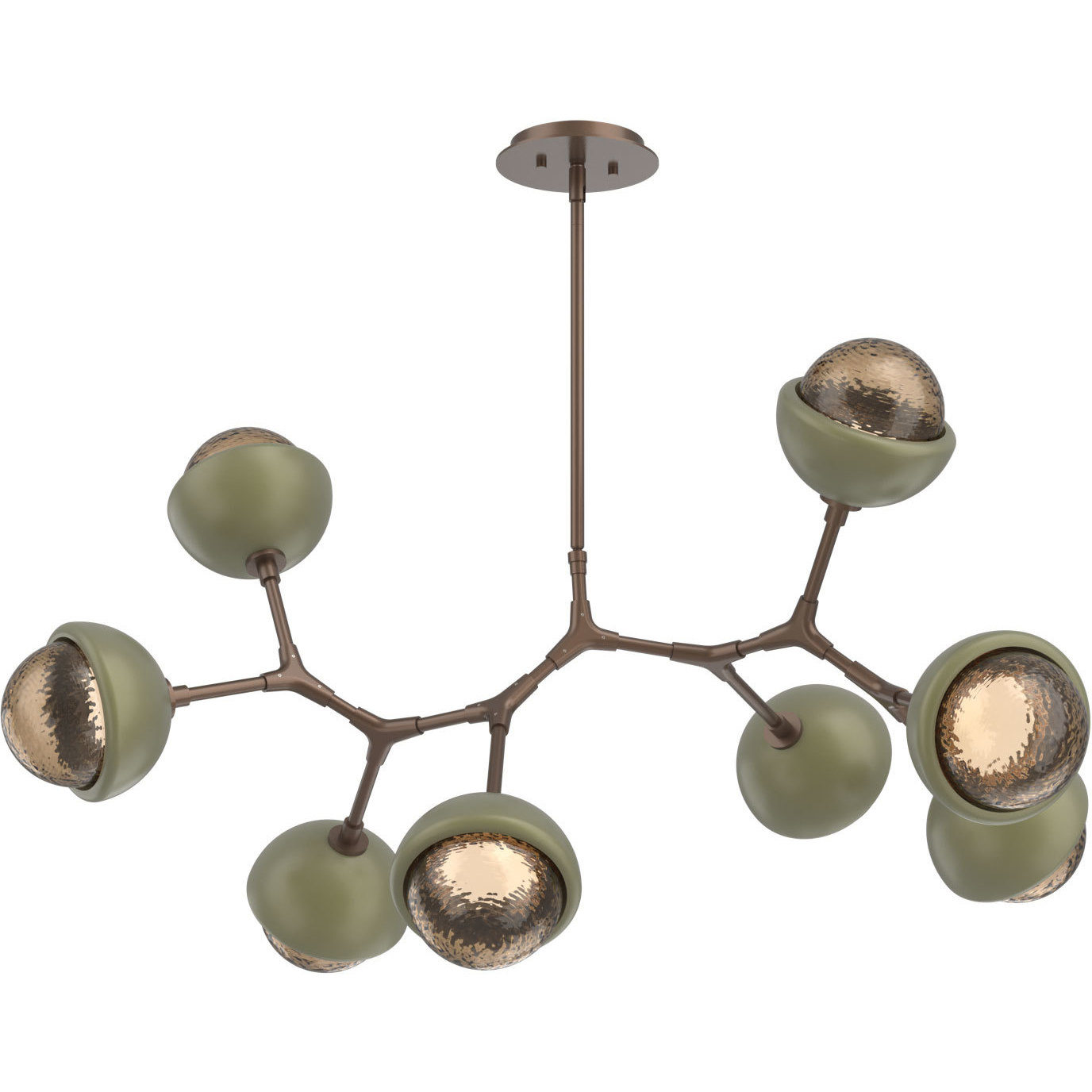 Cabochon LED 37.6 inch Burnished Bronze with Sage Green Pendant Ceiling Light in 2700K LED, Modern Branch