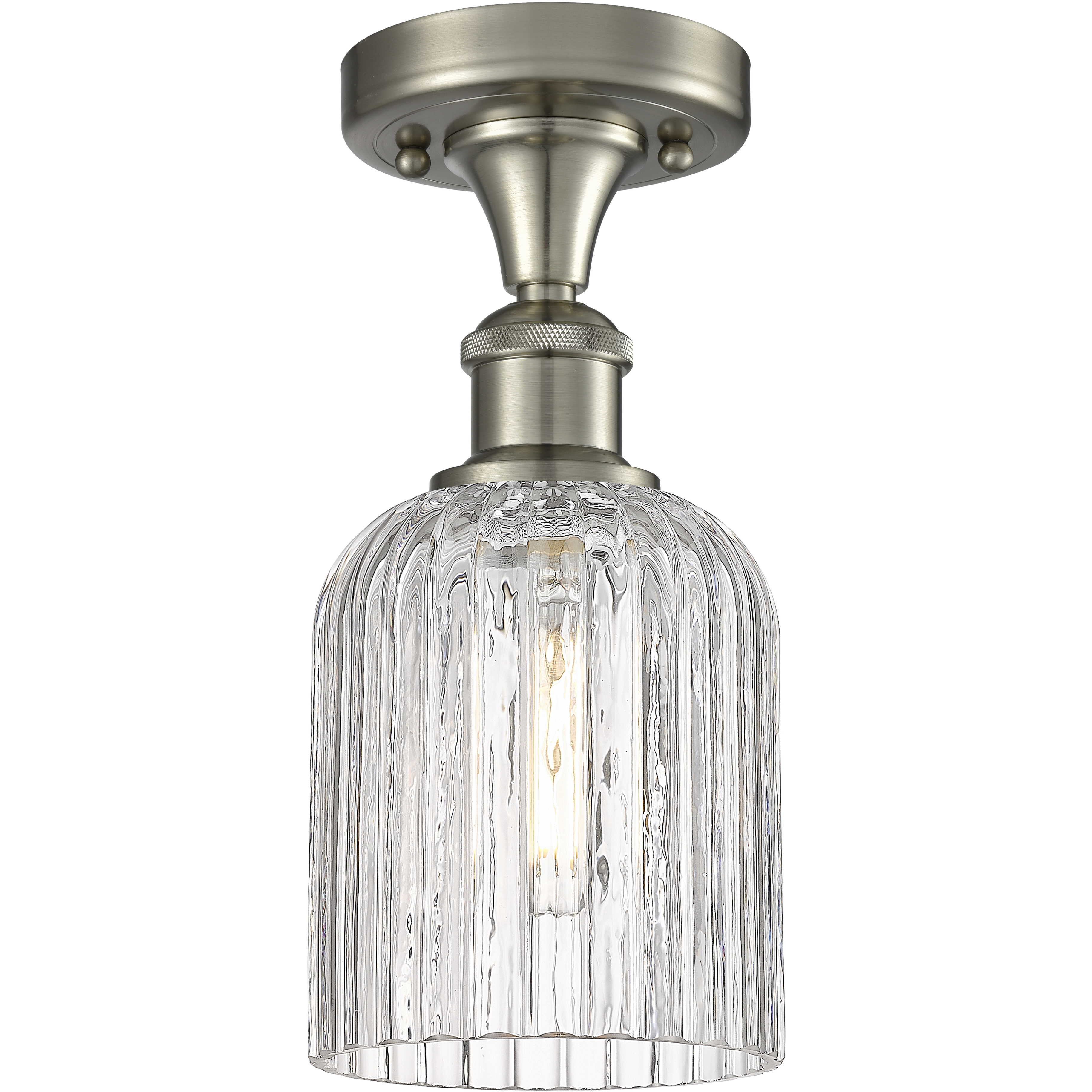 Bridal Veil 1 Light 5 inch Satin Nickel Semi-Flush Mount Ceiling Light in Clear