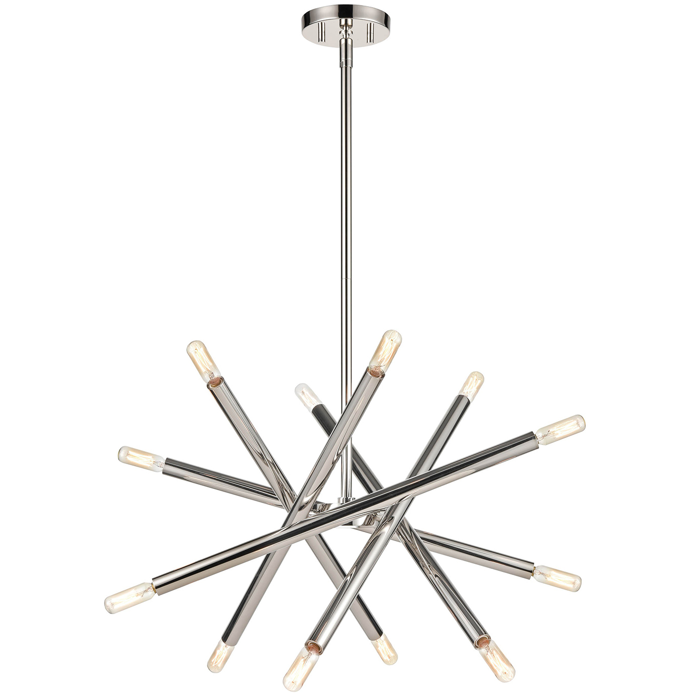 Mandelorian 12 Light 21 inch Polished Nickel Sputnik Chandelier Ceiling Light