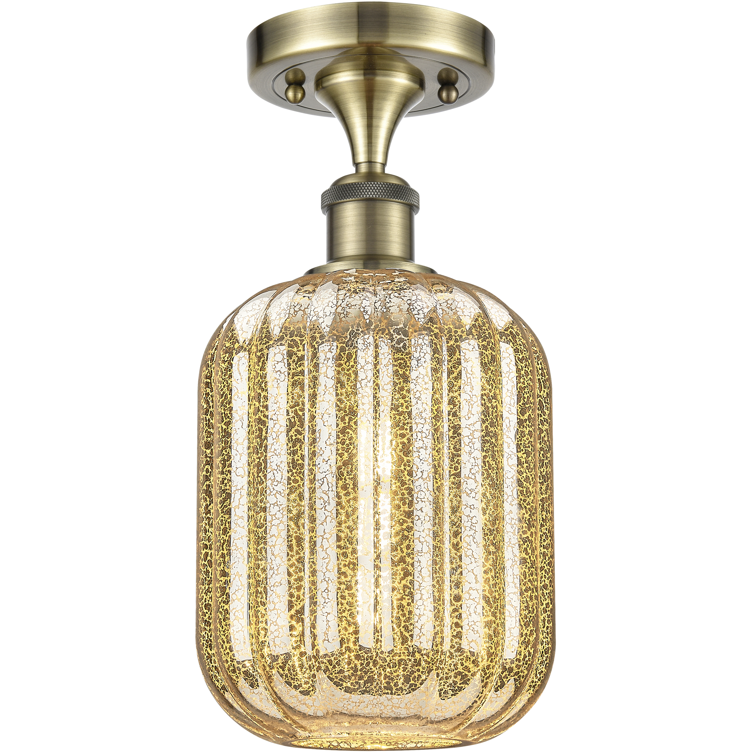 Ballston Preston 1 Light 6.75 inch Antique Brass Semi-Flush Mount Ceiling Light in Mercury