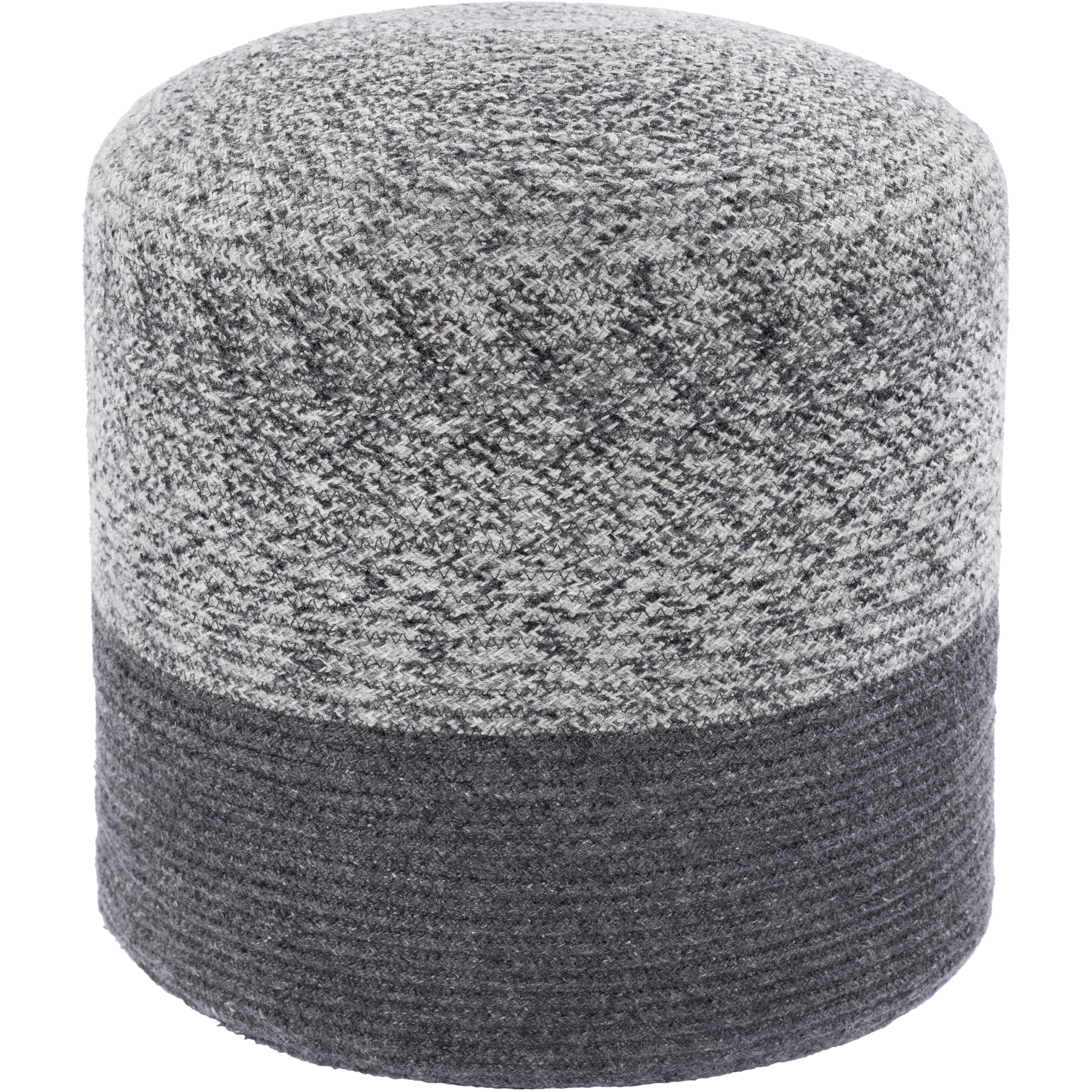 Poppy 16 inch Gray Outdoor Pouf, Cylinder