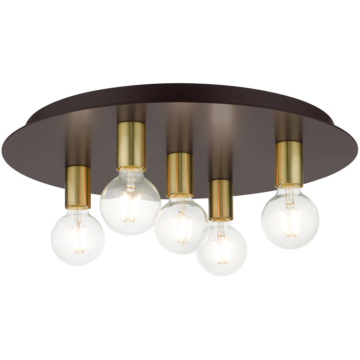 Livex 45875-07 Hillview 5 Light 20 inch Bronze Flush Mount