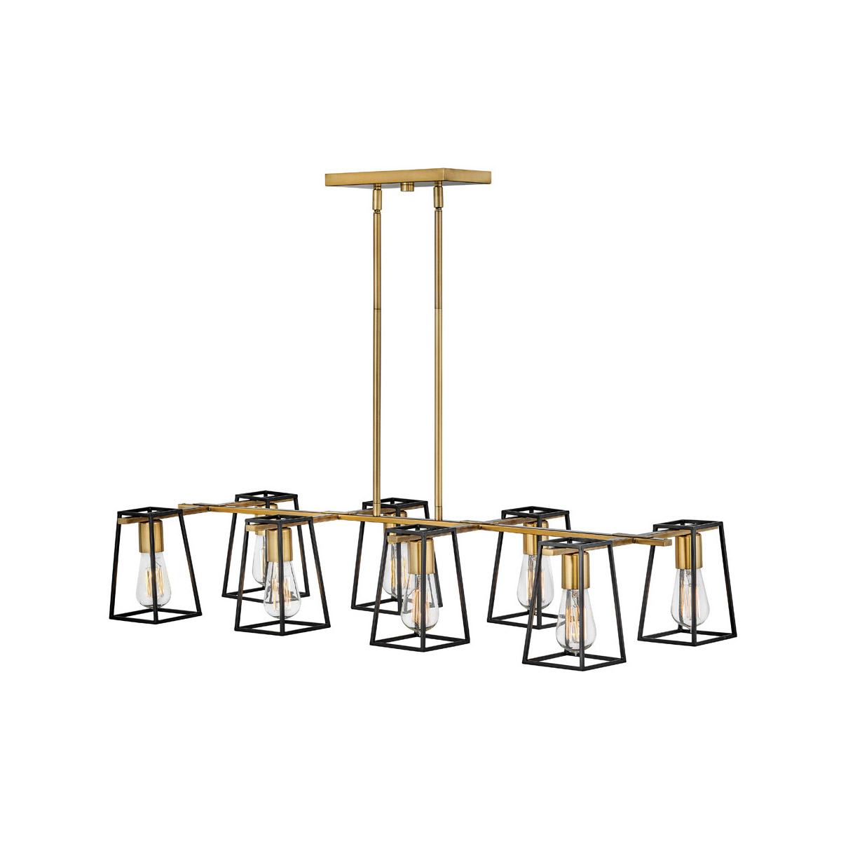 Filmore 8 Light 40 inch Heritage Brass Linear Chandelier Ceiling Light