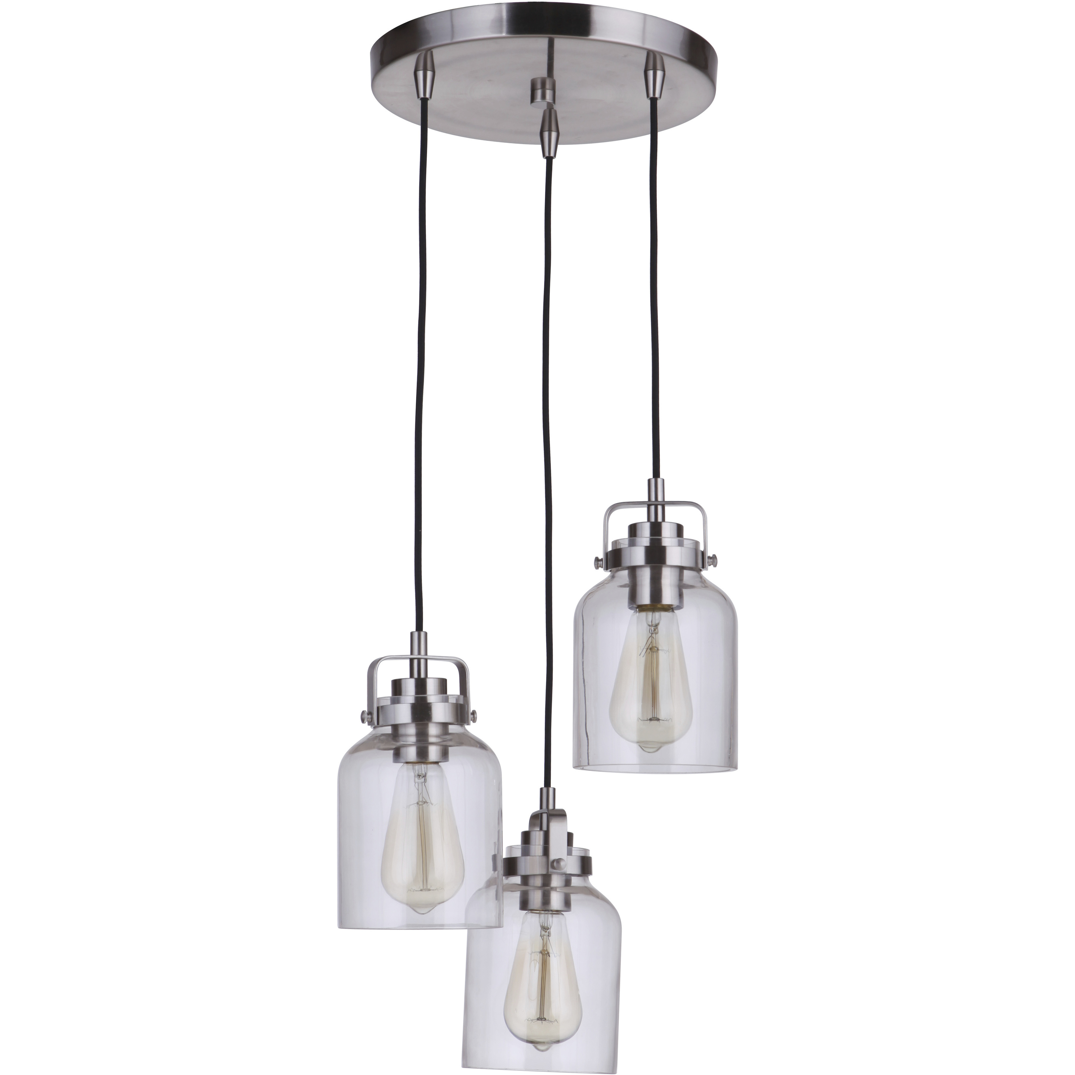 Foxwood 3 Light 11.88 inch Brushed Polished Nickel Pendant Ceiling Light