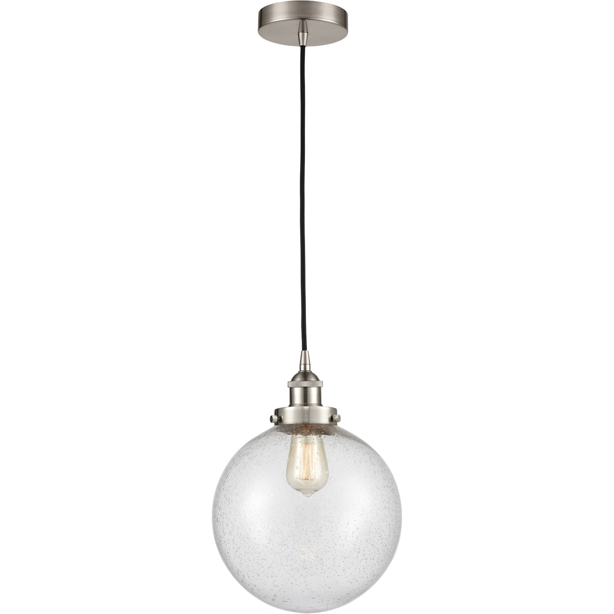 Edison Beacon LED 10 inch Brushed Satin Nickel Mini Pendant Ceiling Light
