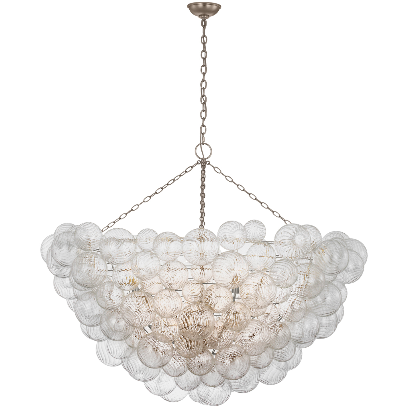 Julie Neill Talia LED 56.25 inch Burnished Silver Leaf and Clear Swirled Glass Chandelier Ceiling Light