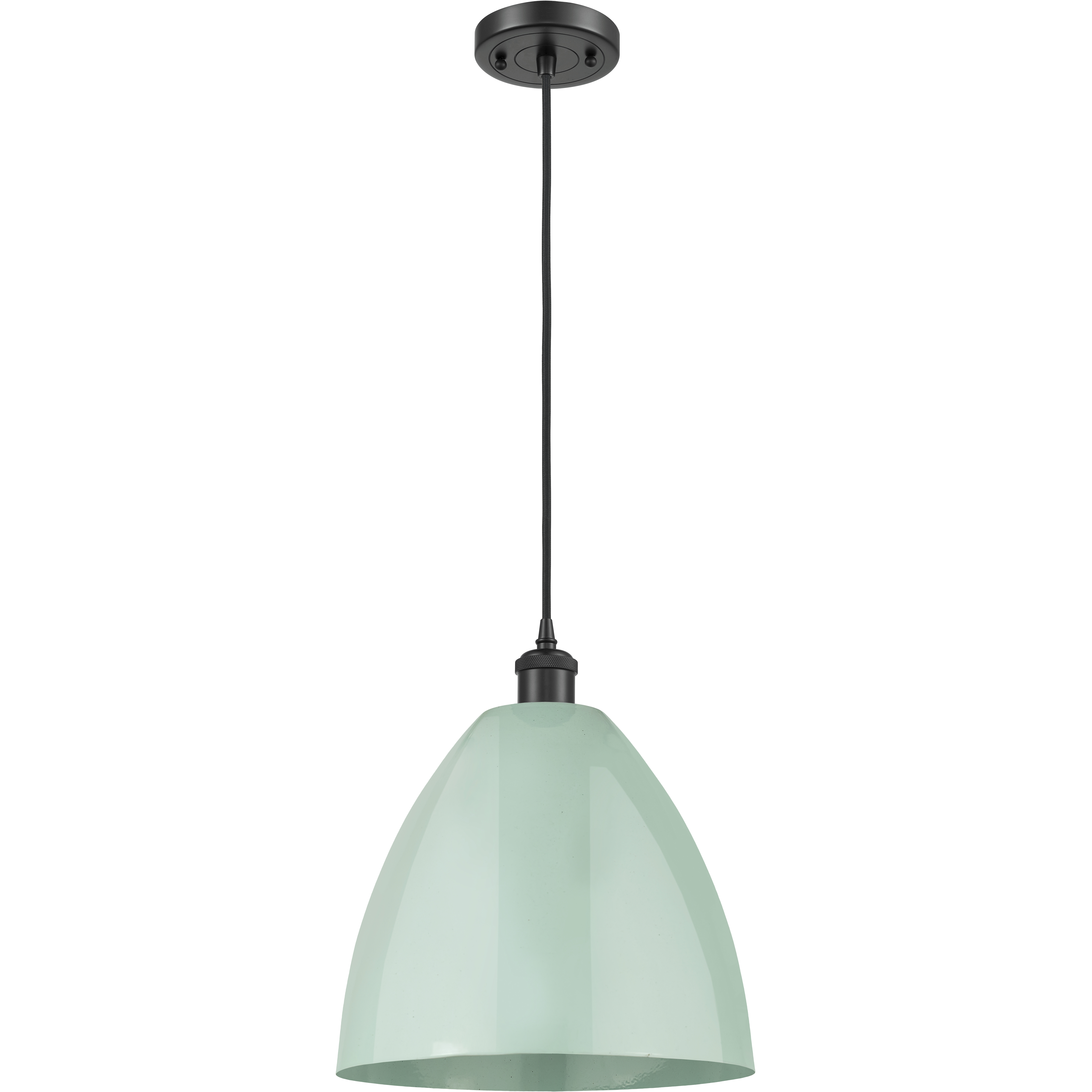Ballston Plymouth Dome 1 Light 12 inch Matte Black Mini Pendant Ceiling Light in Matte Seafoam