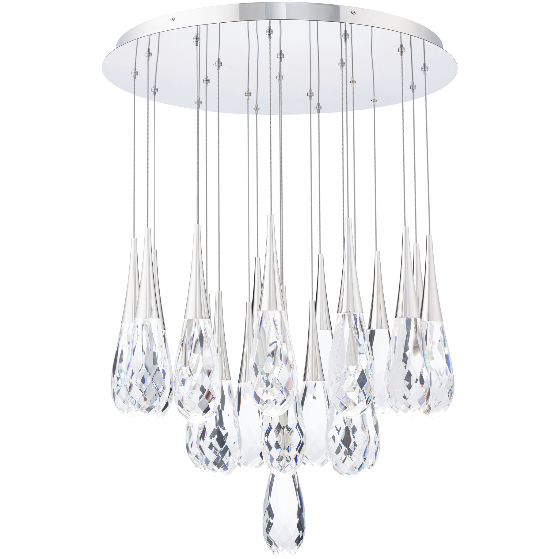 Beyond Hibiscus LED 26 inch Polished Nickel Multi-Light Pendant Ceiling Light, Round Canopy