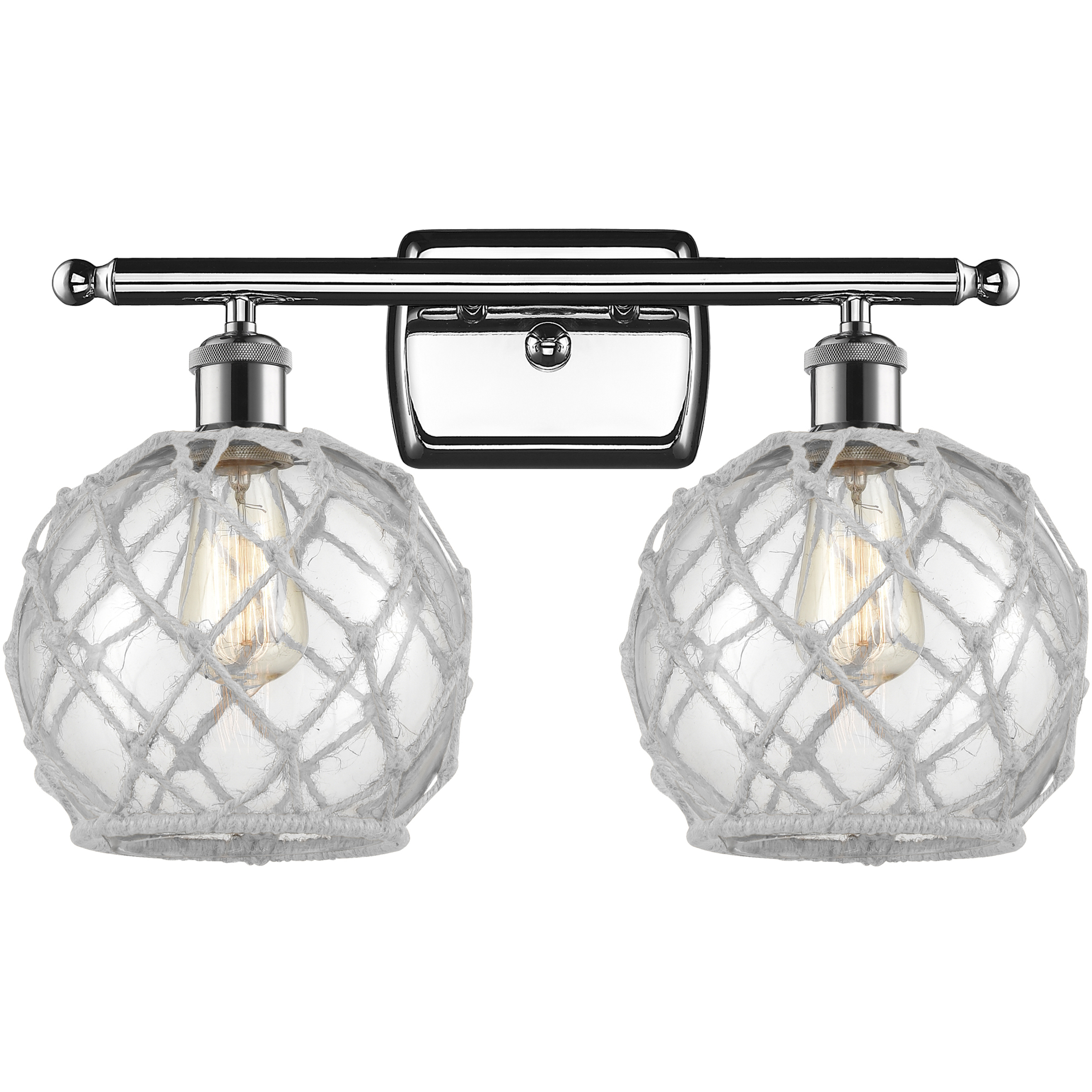 Ballston Farmhouse Rope LED 16 inch Polished Chrome Bath Vanity Light Wall Light in Clear Glass with White Rope, Ballston