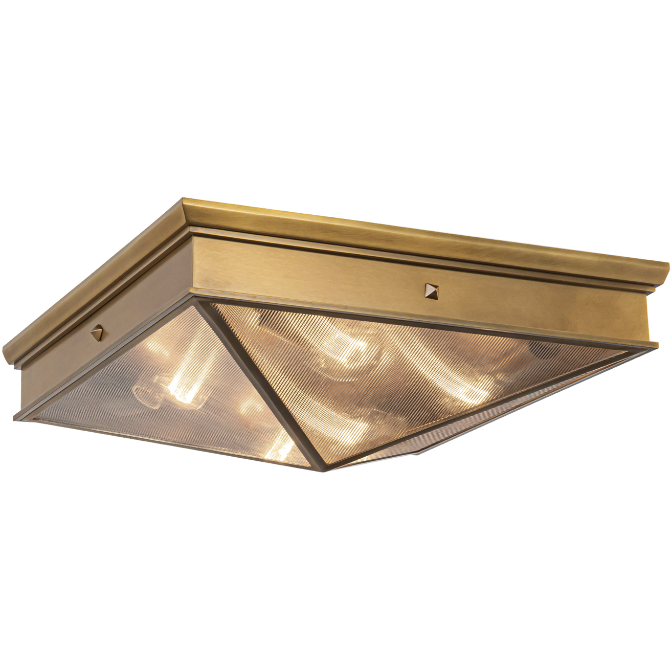 Cairo 4 Light 18.63 inch Ribbed Glass/Vintage Brass Flush Mount Ceiling Light