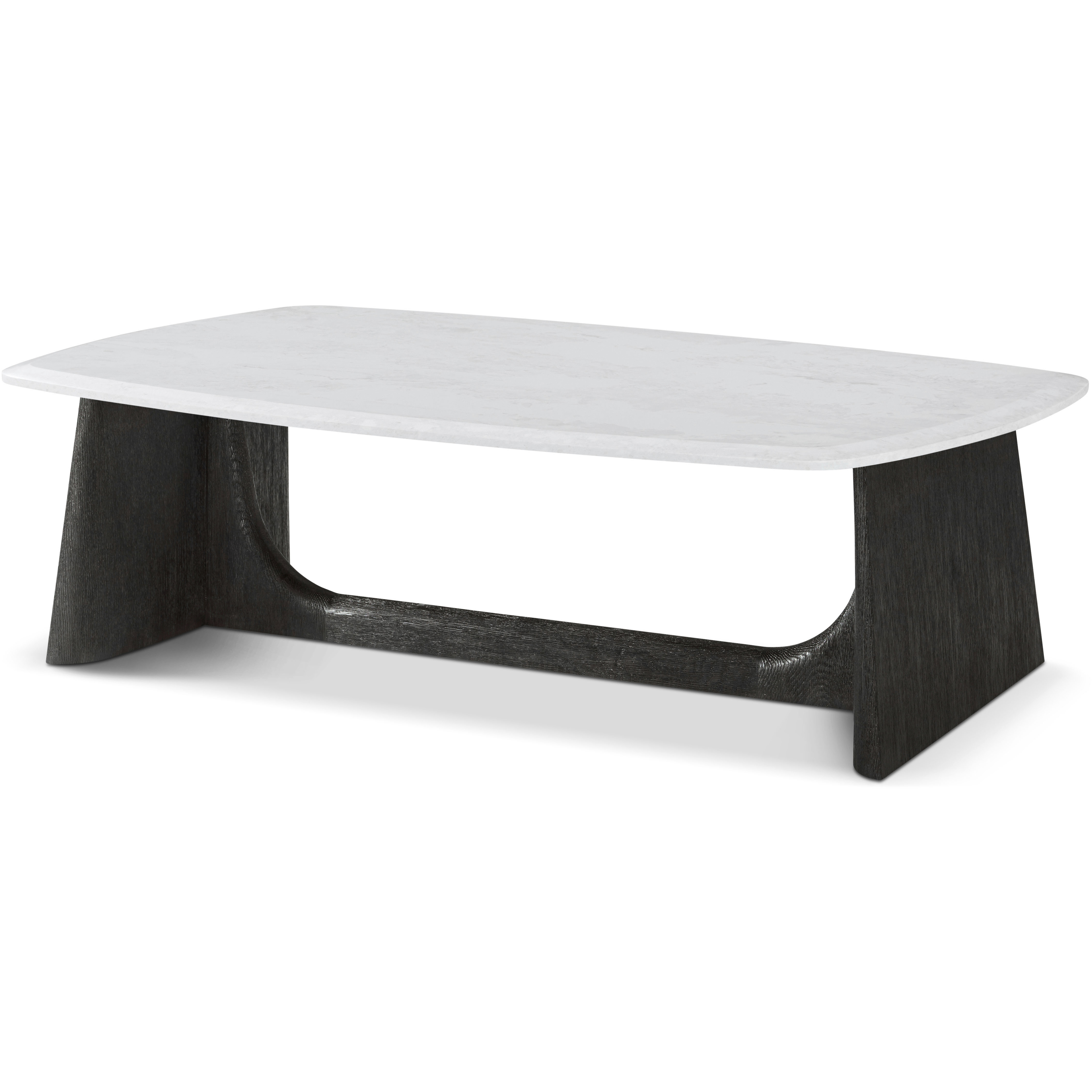 Repose 55 X 32 inch Charcoal Oak Coffee Table, Wooden with Quartz Top