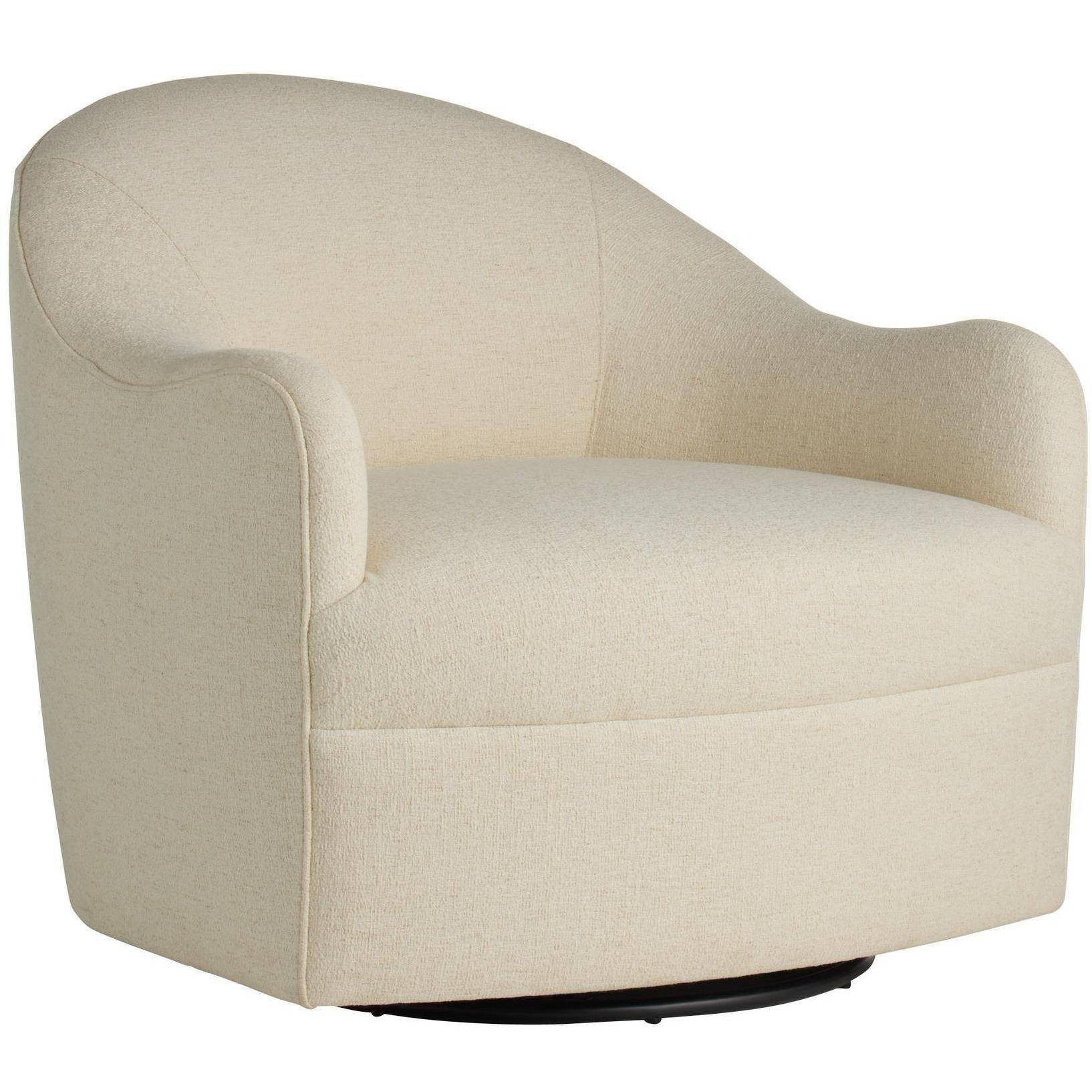 Delfino Oxford White and Blackened Iron Swivel Chair