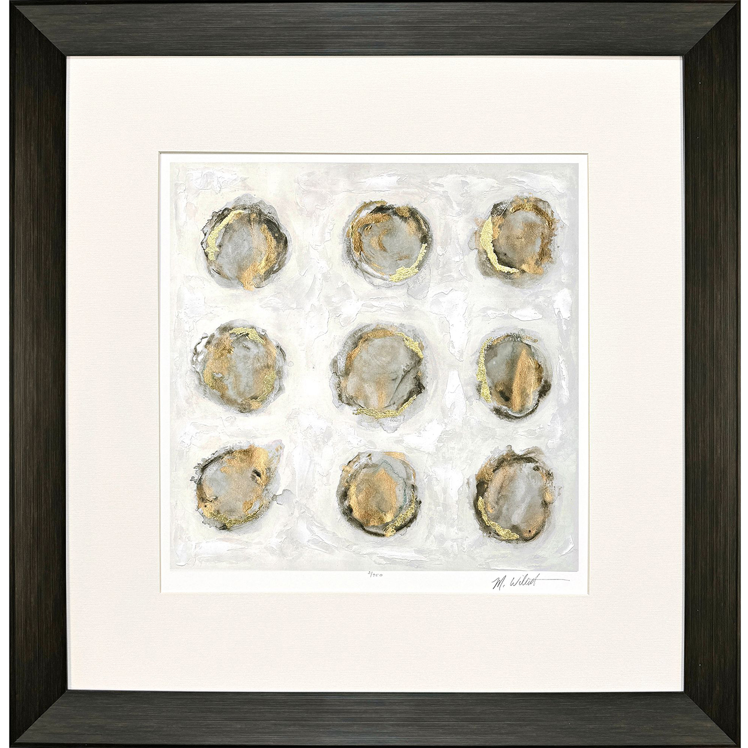 Ennead Gray and Blue and Brown and Metallic Framed Art