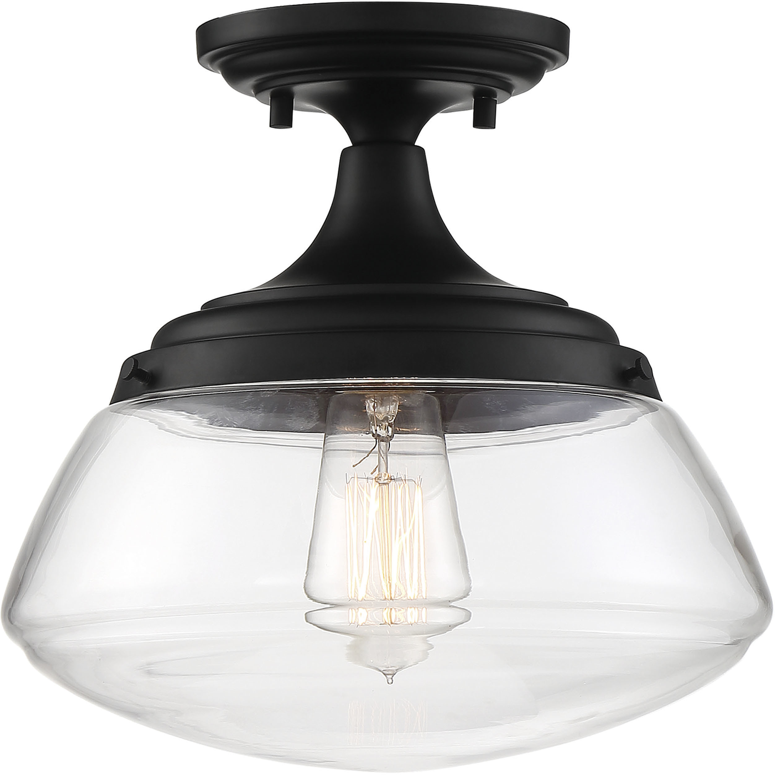 Kew 1 Light 10 inch Aged Bronze and Clear Semi Flush Mount Ceiling Light