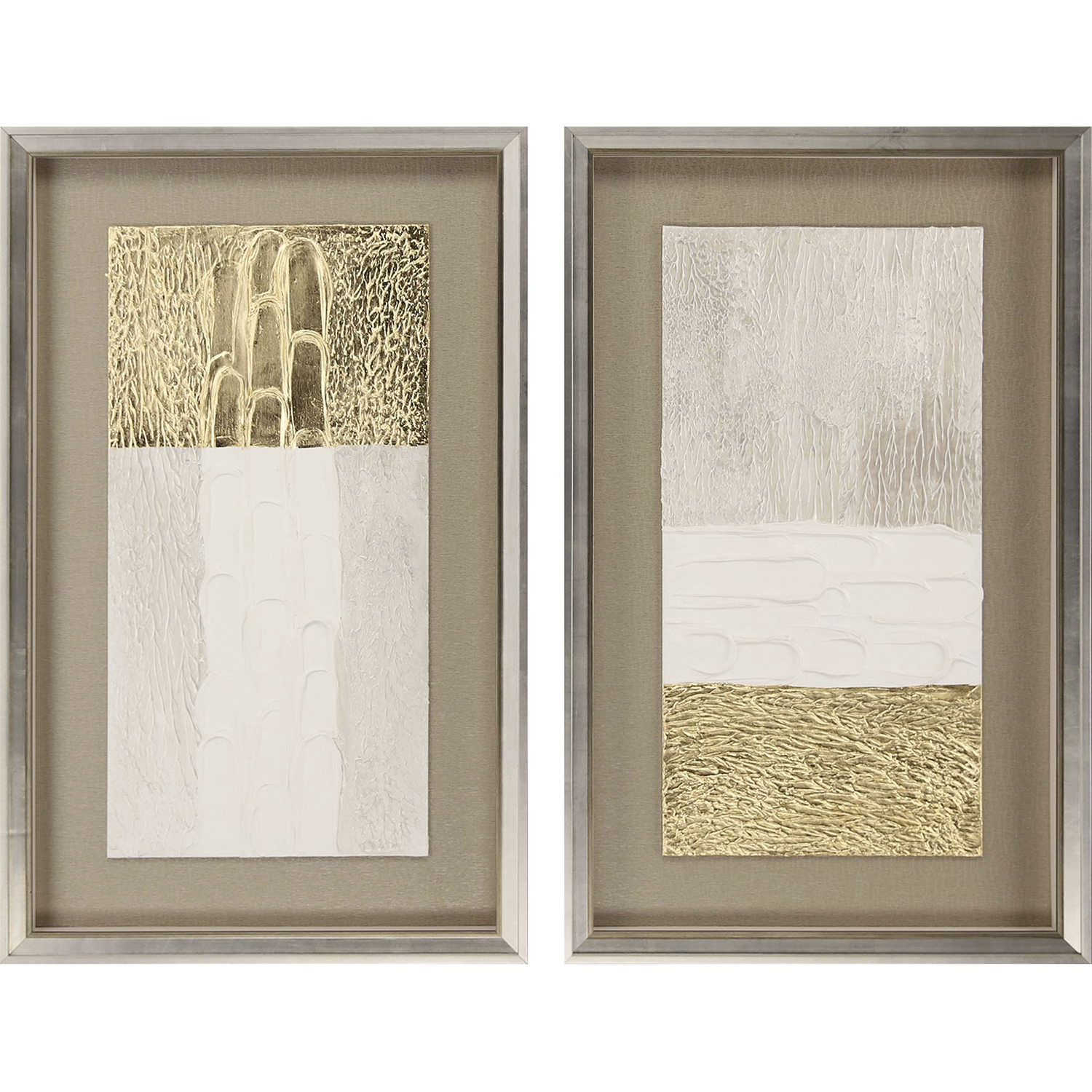 Blanco Pluma White and Metallic Framed Art, The Studio