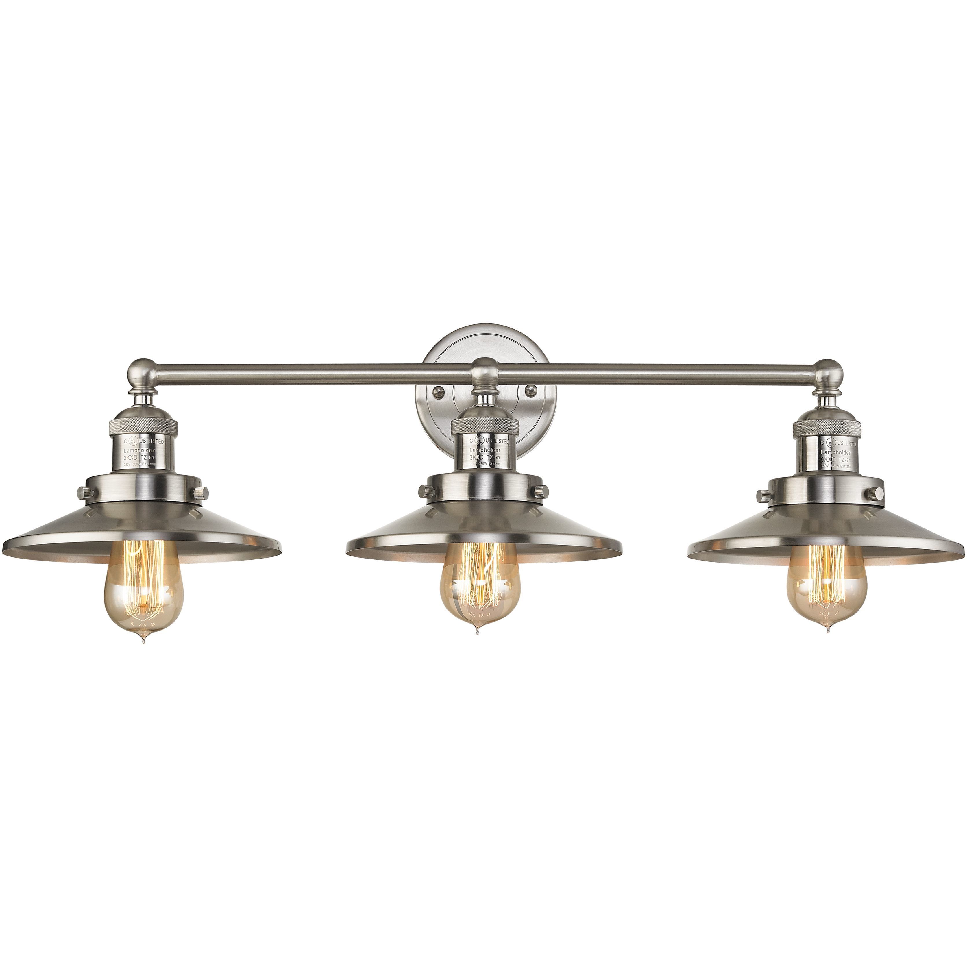 English Pub Vanity Light Wall Light in Brushed Nickel, Satin Nickel