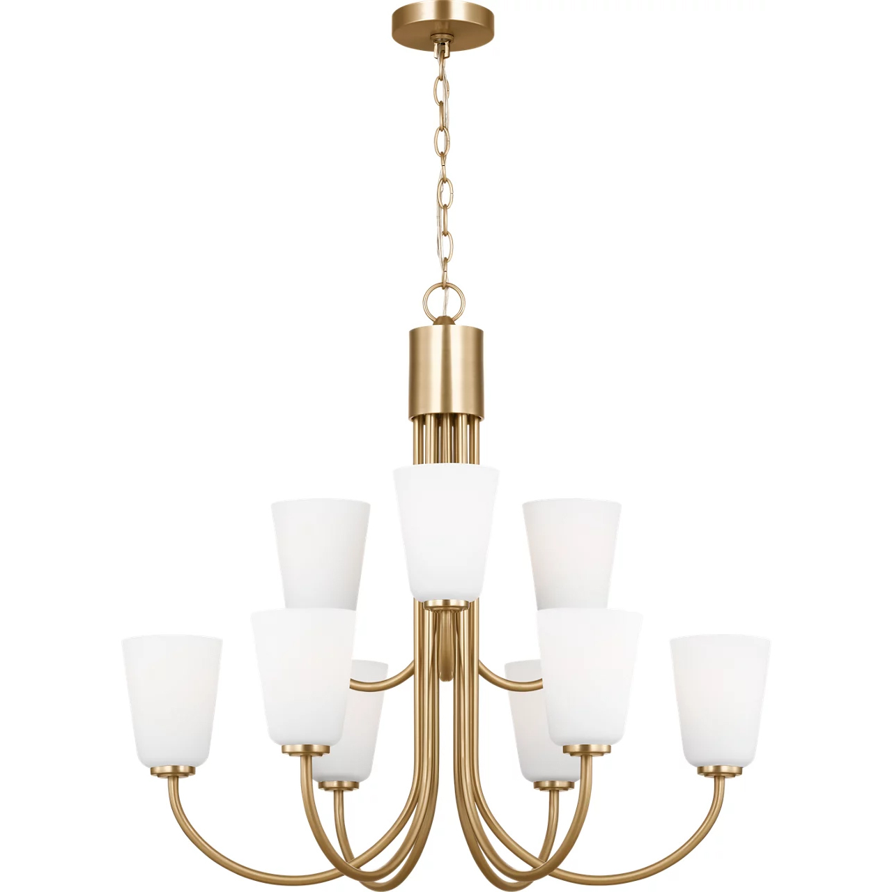 Miles 9 Light 29 inch Satin Brass Chandelier Ceiling Light