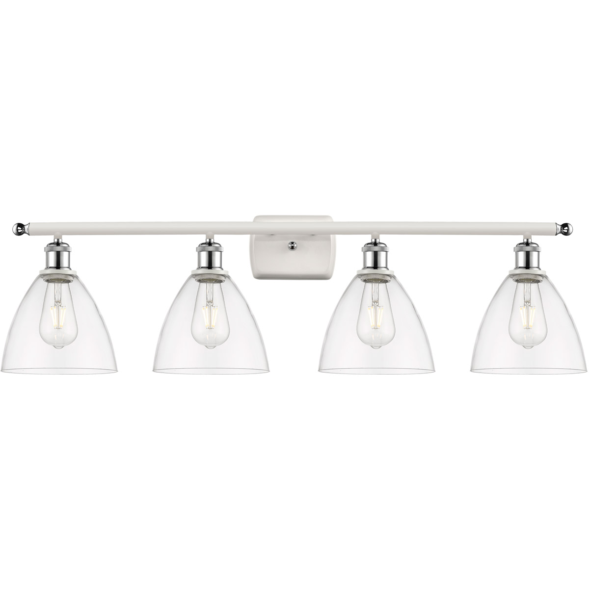 Ballston Ballston Dome 4 Light 38 inch White and Polished Chrome Bath Vanity Light Wall Light in Clear Glass