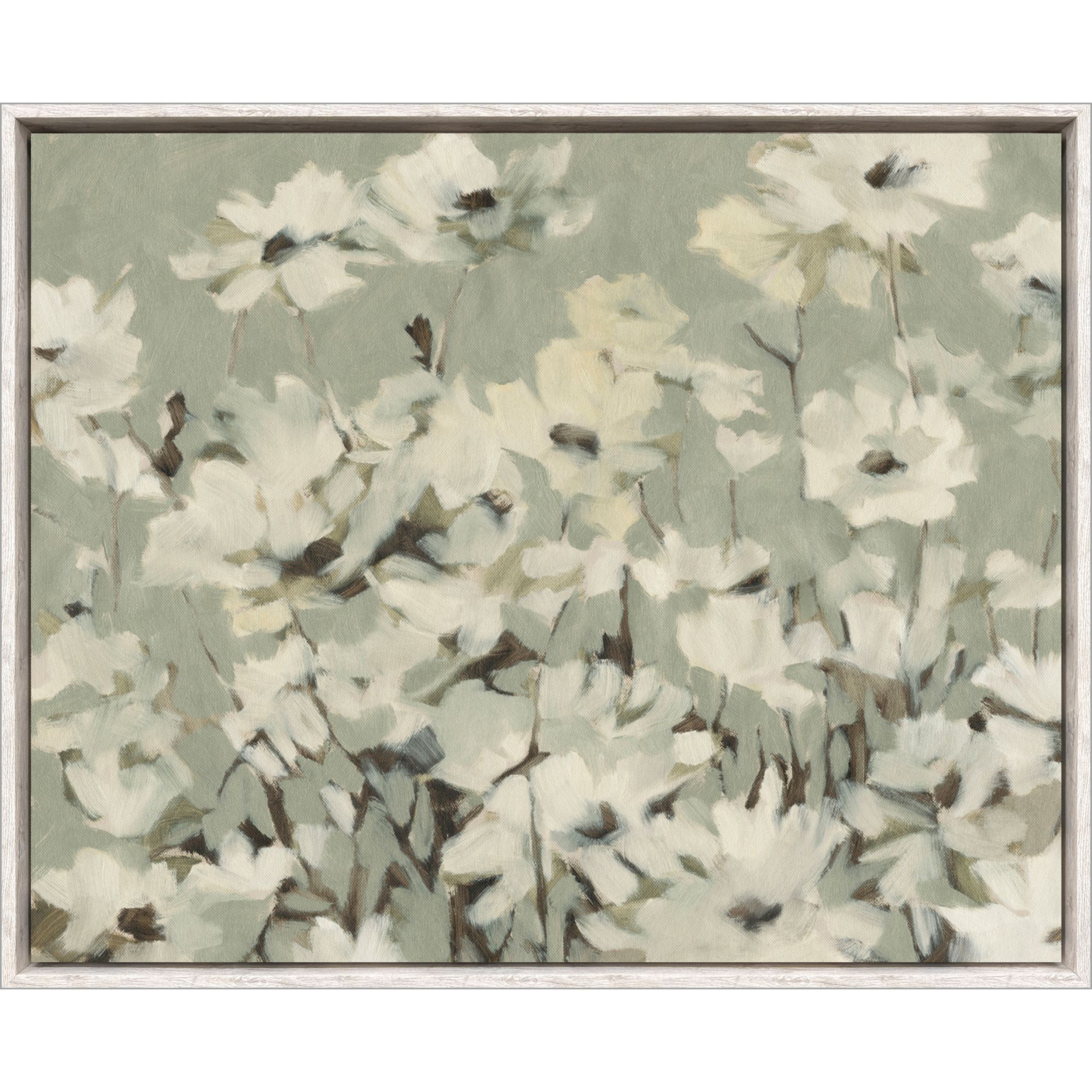 Floral Haven White and Beige and Brown and Neutral Canvas