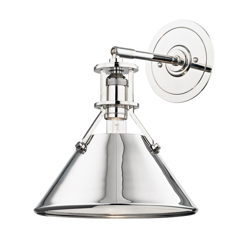 Metal No.2 1 Light 9.5 inch Polished Nickel Wall Sconce Wall Light