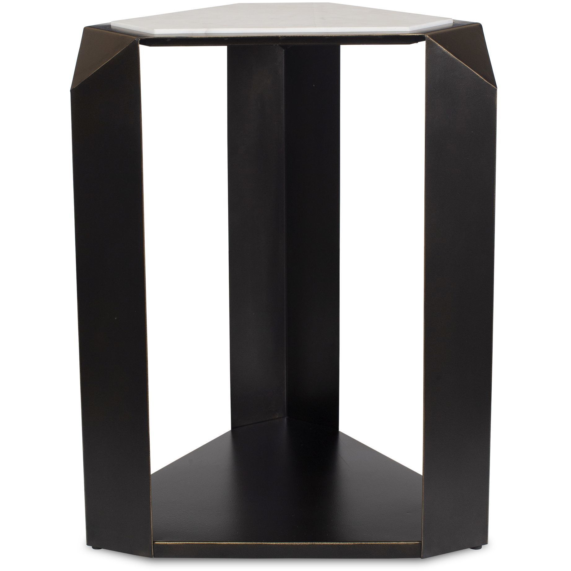 Keenan 24 X 18 inch Dark Bronze and White Marble Accent Table