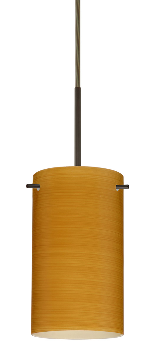 Besa Lighting Stilo 1 Light Bronze Pendant Ceiling Light in Oak Glass, Halogen 1BT-4404OK-BR - Open Box