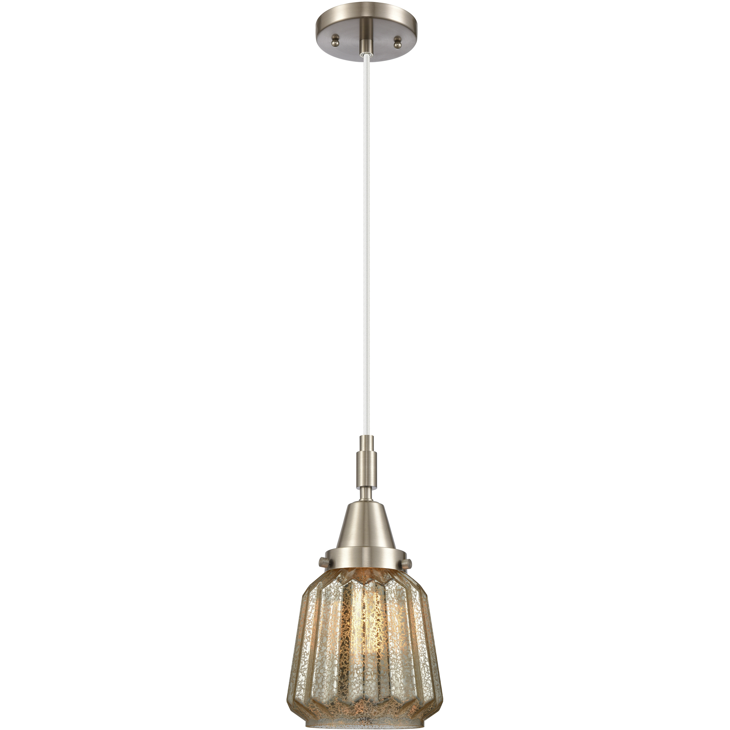 Chatham 1 Light 7 inch Brushed Satin Nickel Mini Pendant Ceiling Light in Mercury Glass