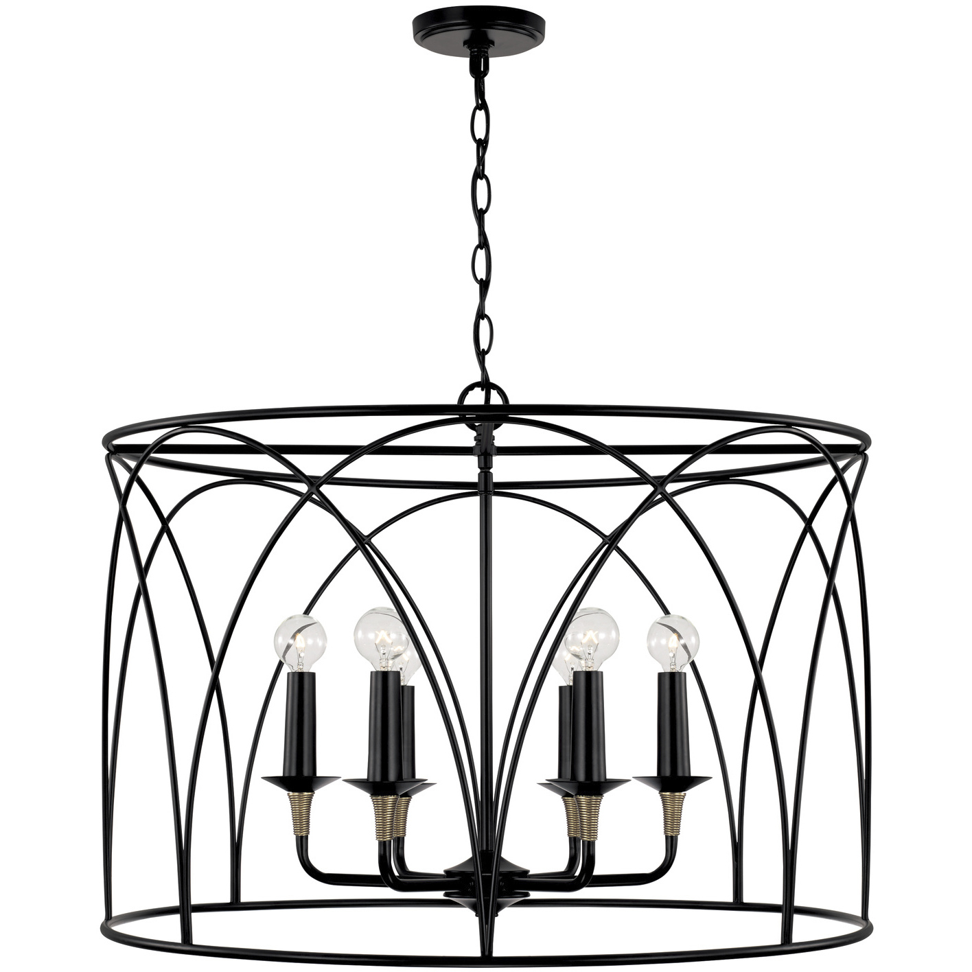 Amara 6 Light 28 inch Matte Black with Brass Pendant Ceiling Light