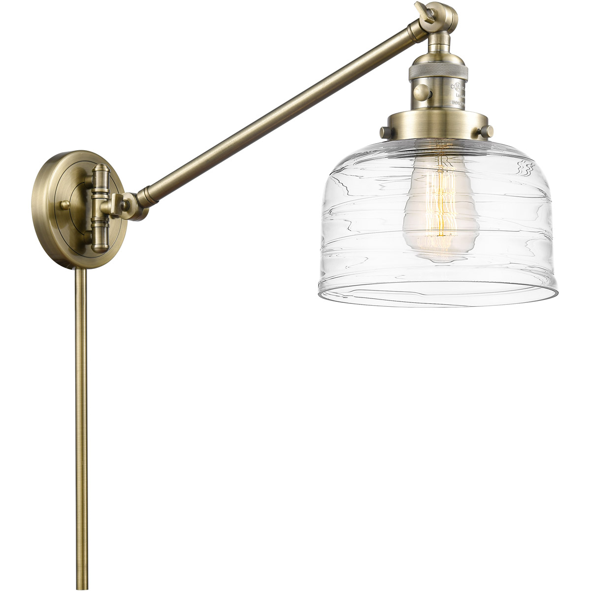 Franklin Restoration Bell 21 inch 60.00 watt Antique Brass Swing Arm Wall Light