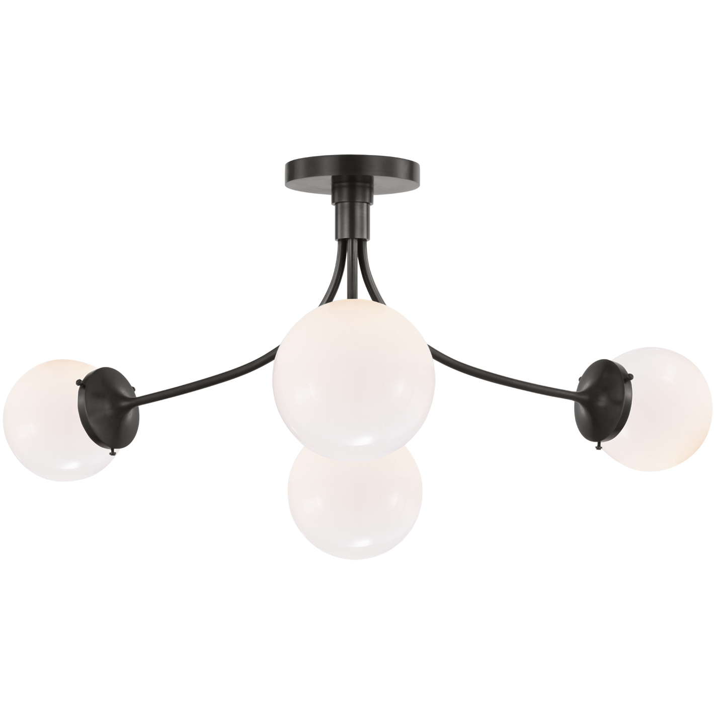 kate spade new york Prescott LED 28.25 inch Bronze Semi-Flush Mount Ceiling Light in White Glass, Large