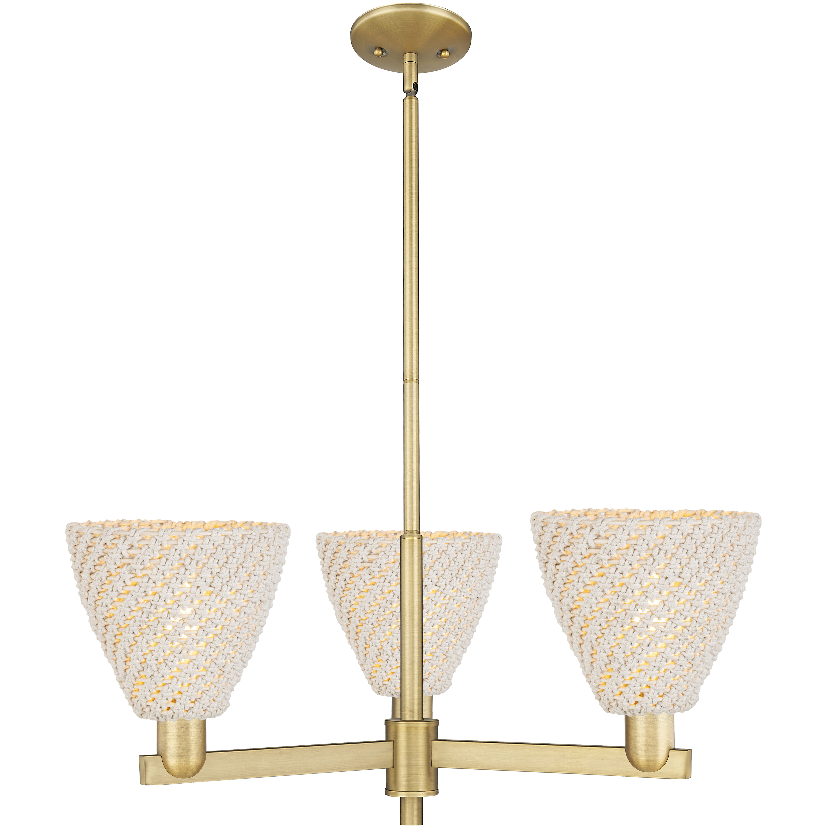 Natural Ballston Dome 3 Light 17.63 inch Brushed Brass Chandelier Ceiling Light