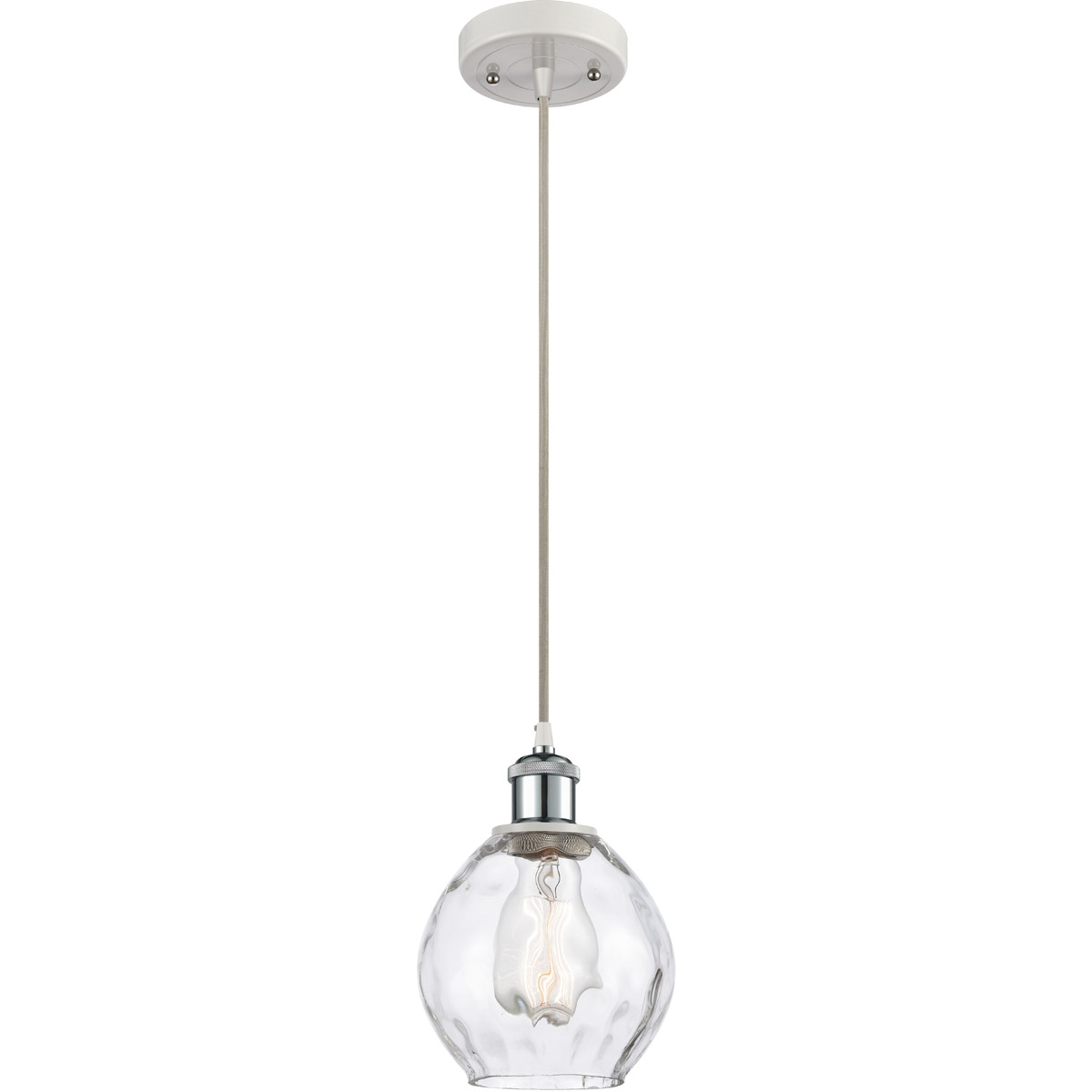 Ballston Small Waverly LED 6 inch White and Polished Chrome Mini Pendant Ceiling Light, Ballston