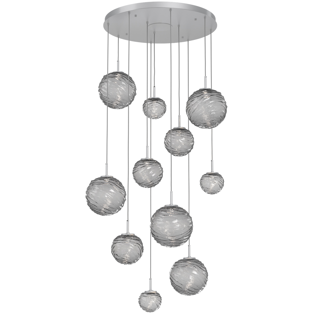 Gaia LED 36 inch Classic Silver Multi-Pendant Ceiling Light in Smoke, 2700K LED