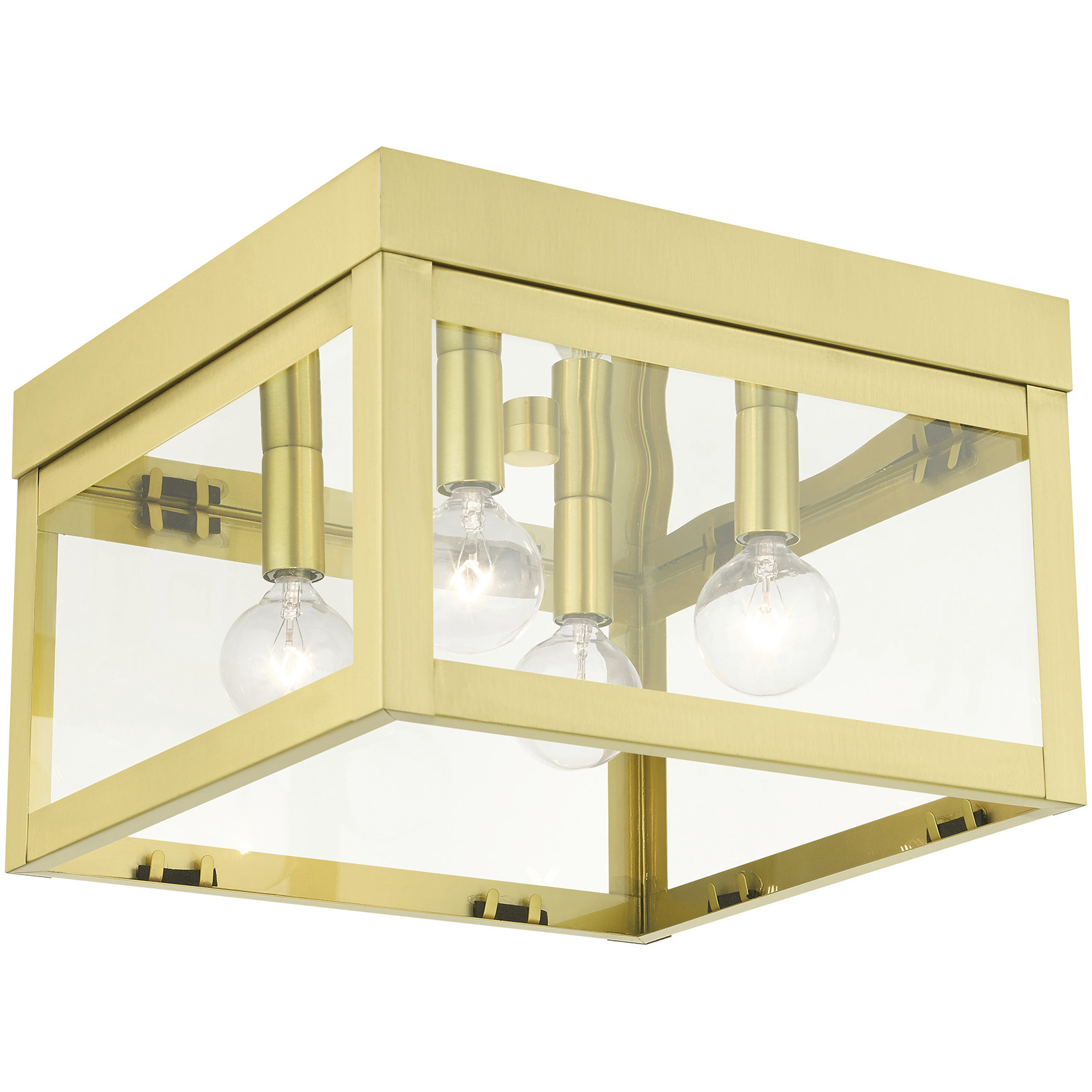 Nyack 4 Light 11 inch Satin Brass Flush Mount Ceiling Light