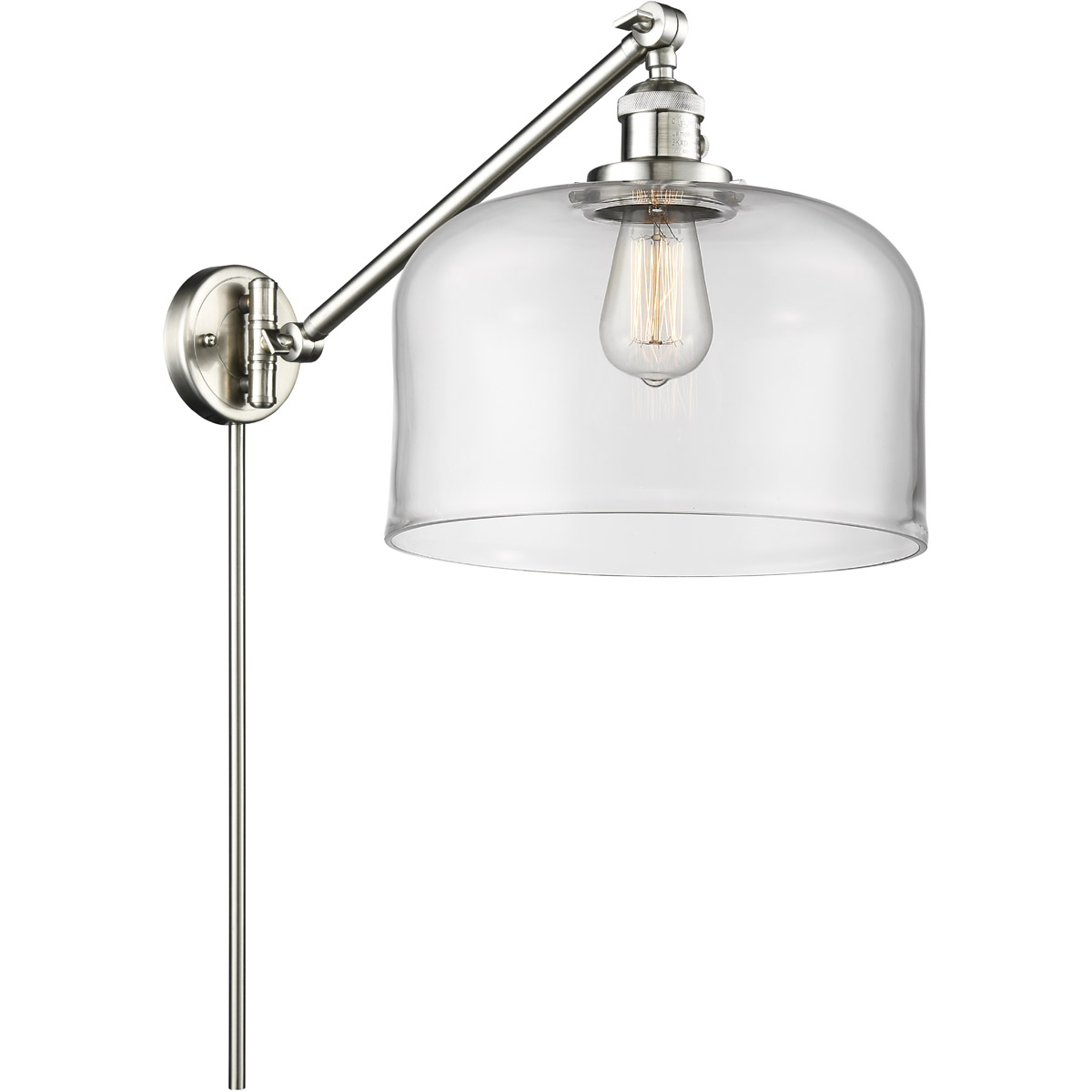 X-Large Bell 12 inch 60.00 watt Satin Nickel Swing Arm Wall Light, Franklin Restoration