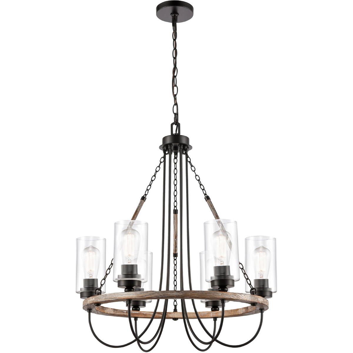 Paladin 6 Light 25 inch Matte Black Chandelier Ceiling Light in Clear Glass