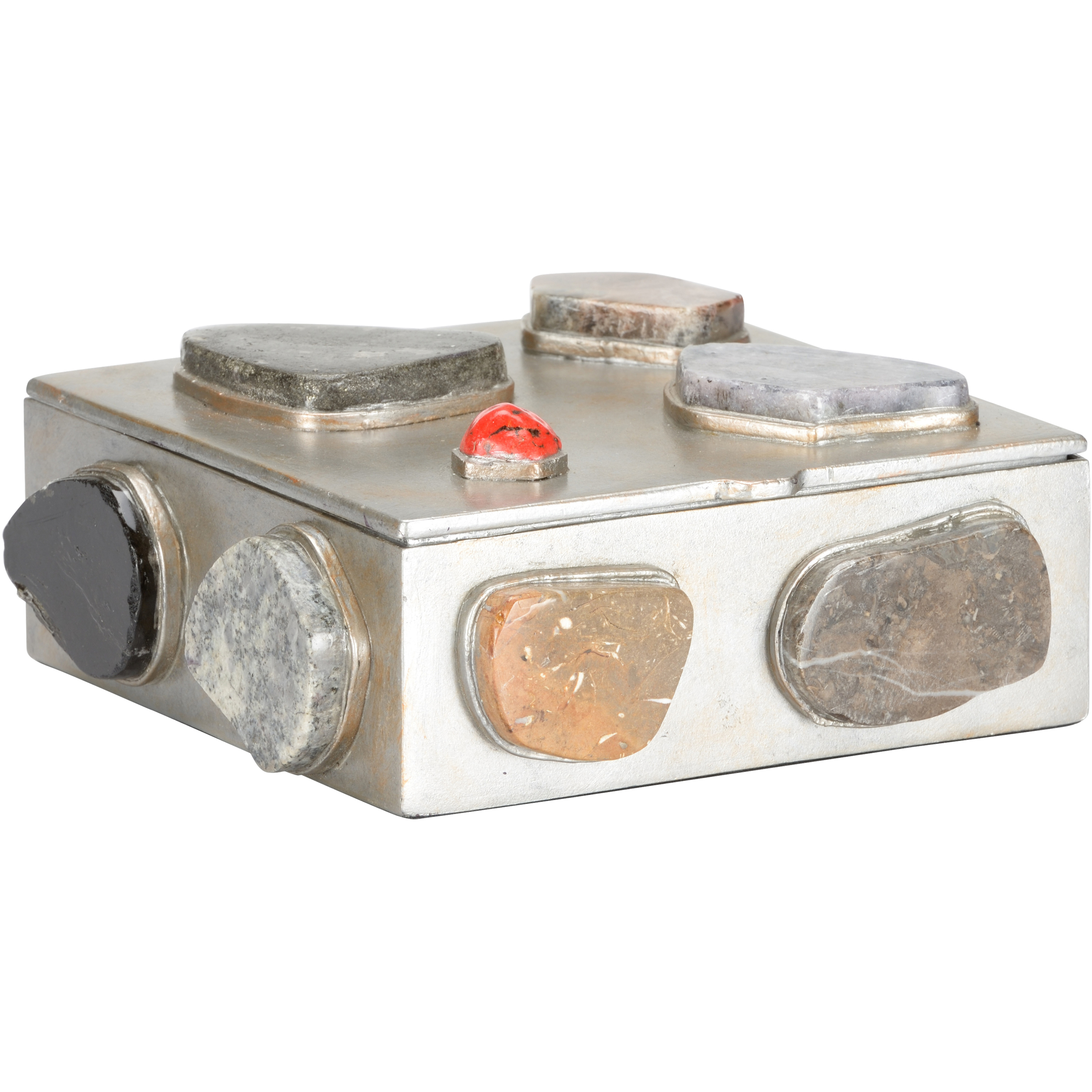 Caribbean 3.5 inch Silver and Green Jewelry Box, Small