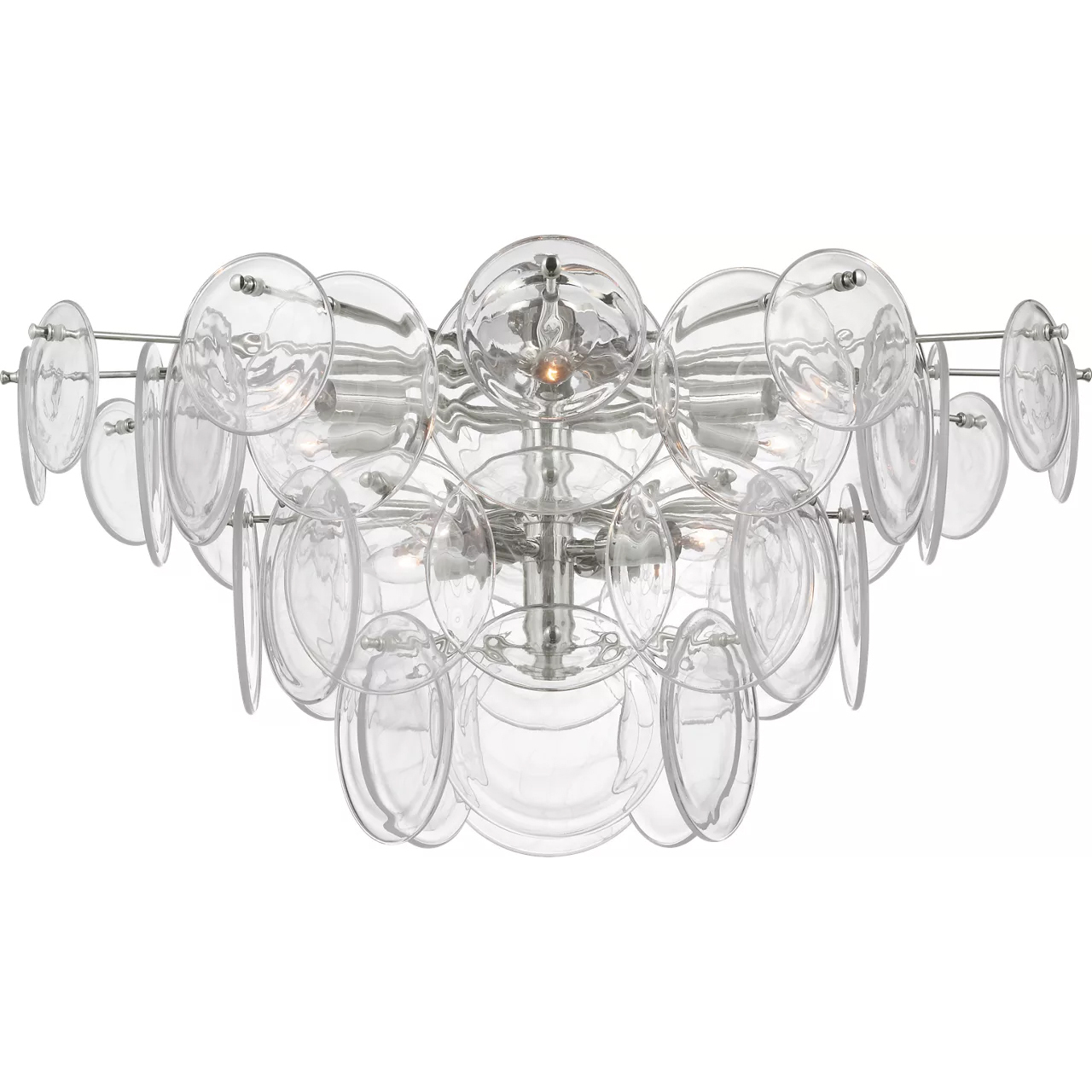 AERIN Loire LED 34 inch Polished Nickel Flush Mount Ceiling Light in Clear Strie Glass, Grande