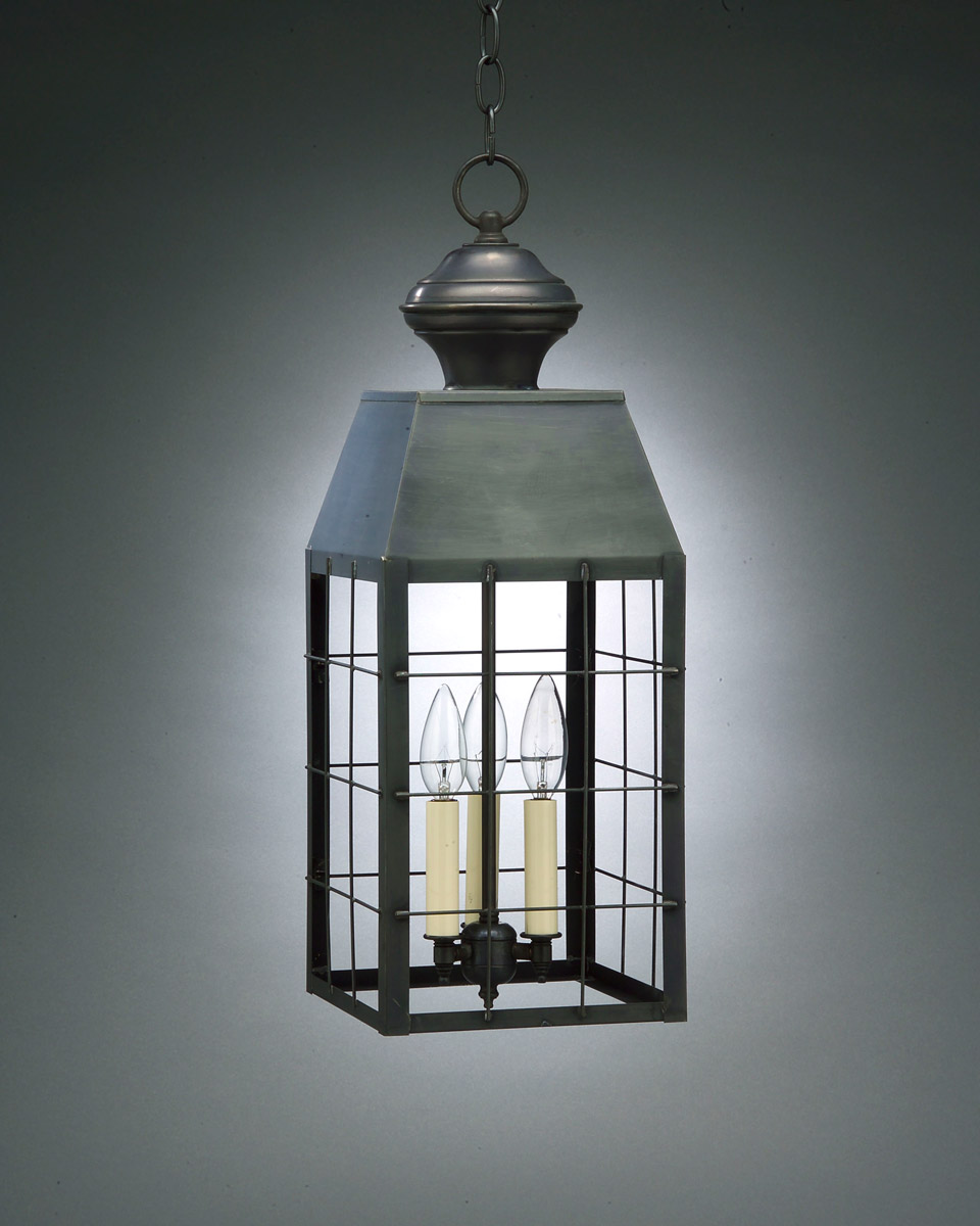 Woodcliffe 3 Light 8 inch Antique Copper Hanging Lantern Ceiling Light in Clear Seedy Glass