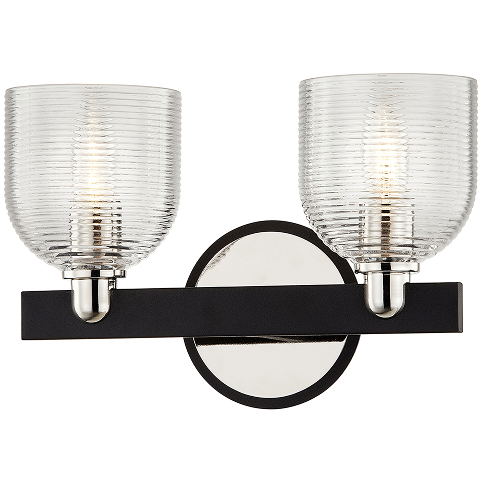 Munich 2 Light 12 inch Carbide Black and Polished Nickel Bath And Vanity Wall Light