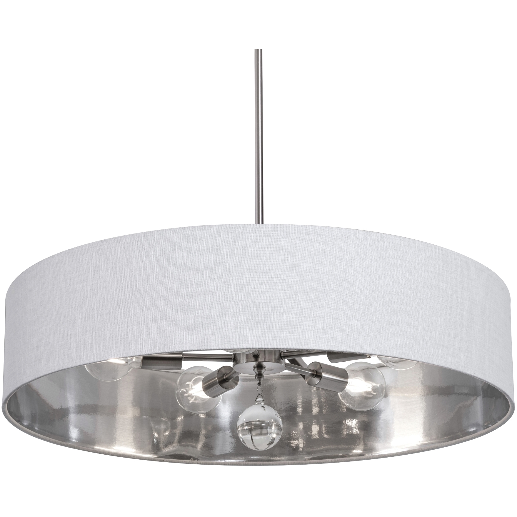 Celine 5 Light 30 inch Satin Nickel Pendant Ceiling Light in White/Silver, Dual Mount