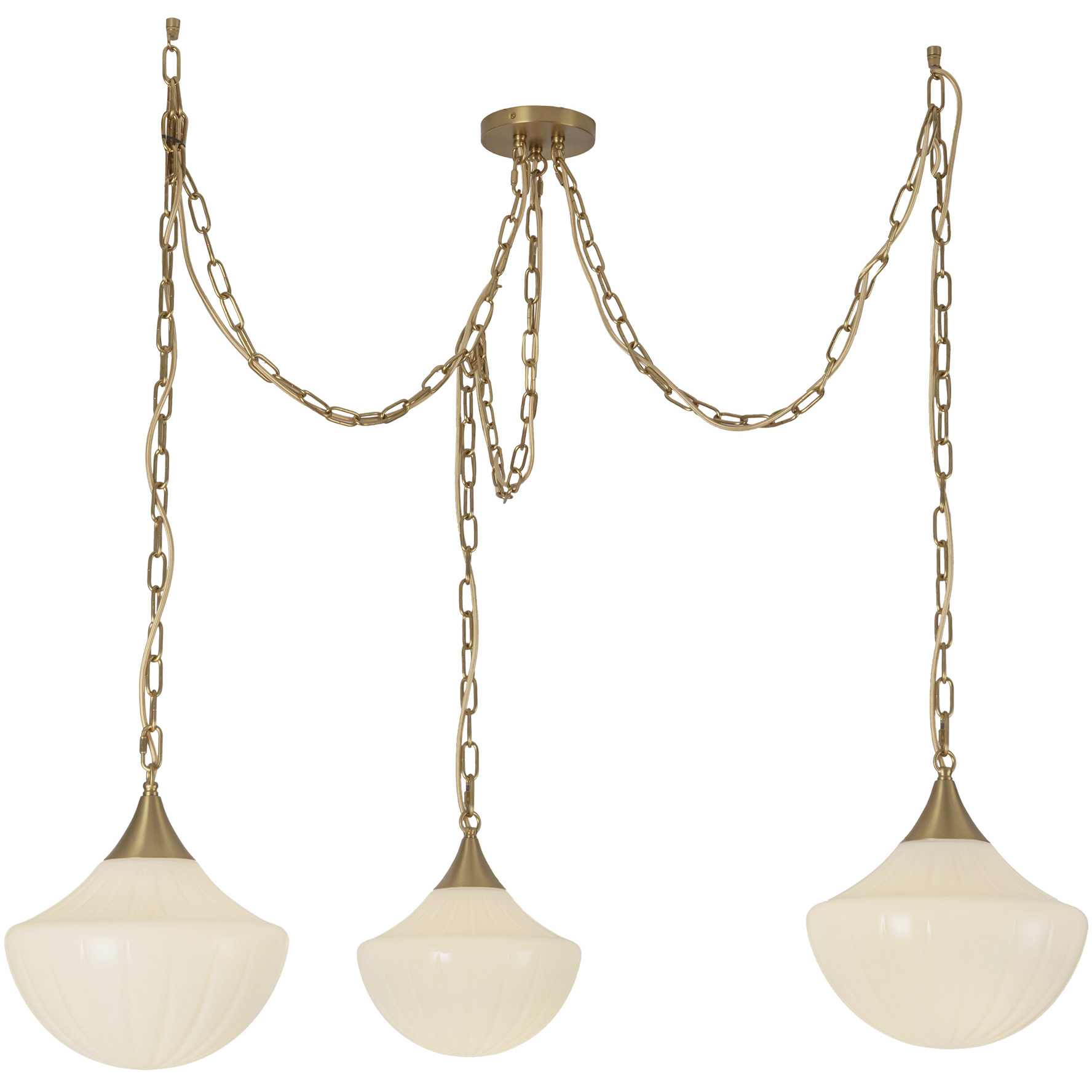 Alora Mood Farrah 3 Light 11.88 inch Brushed Gold Pendant Ceiling Light in Glossy Ribbed Opal Glass