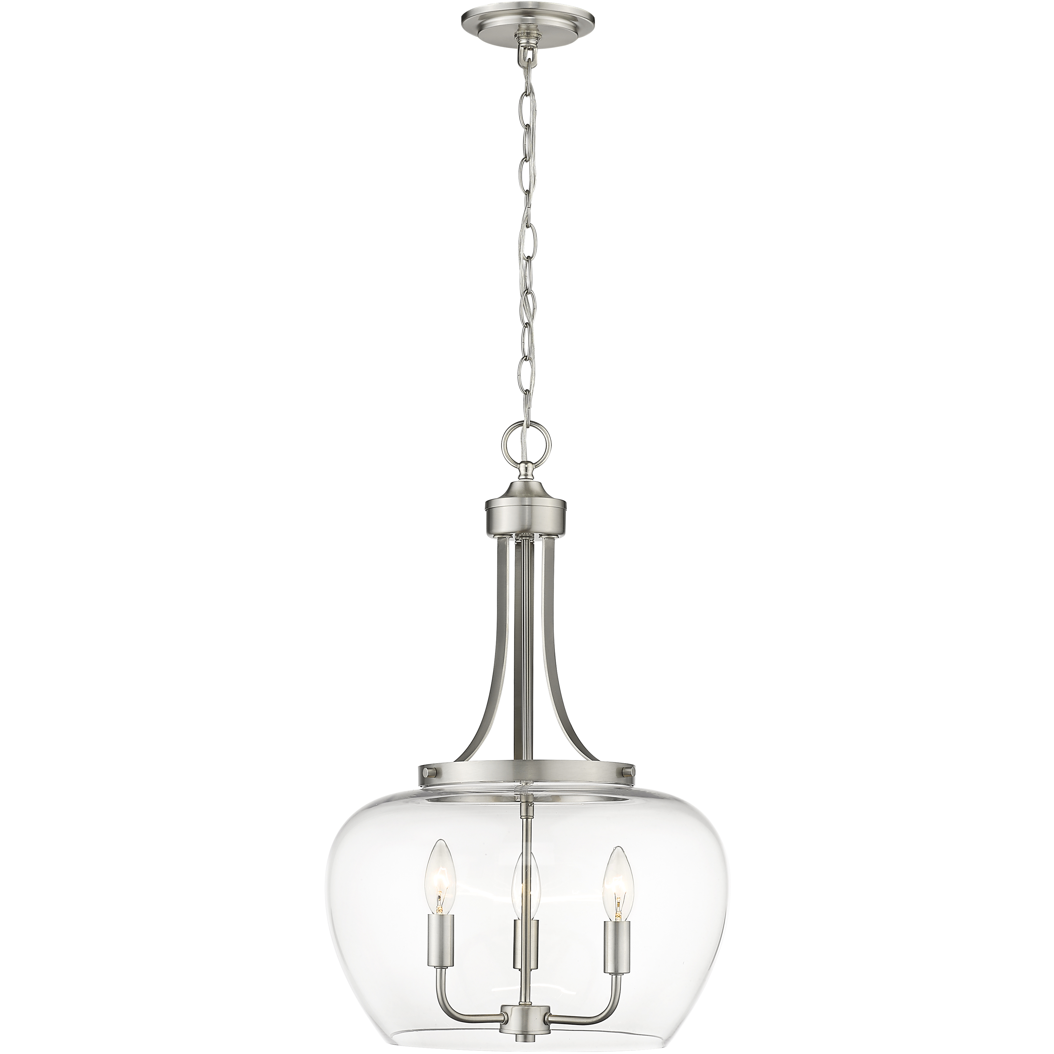 Joliet 3 Light 15.75 inch Brushed Nickel Pendant Ceiling Light