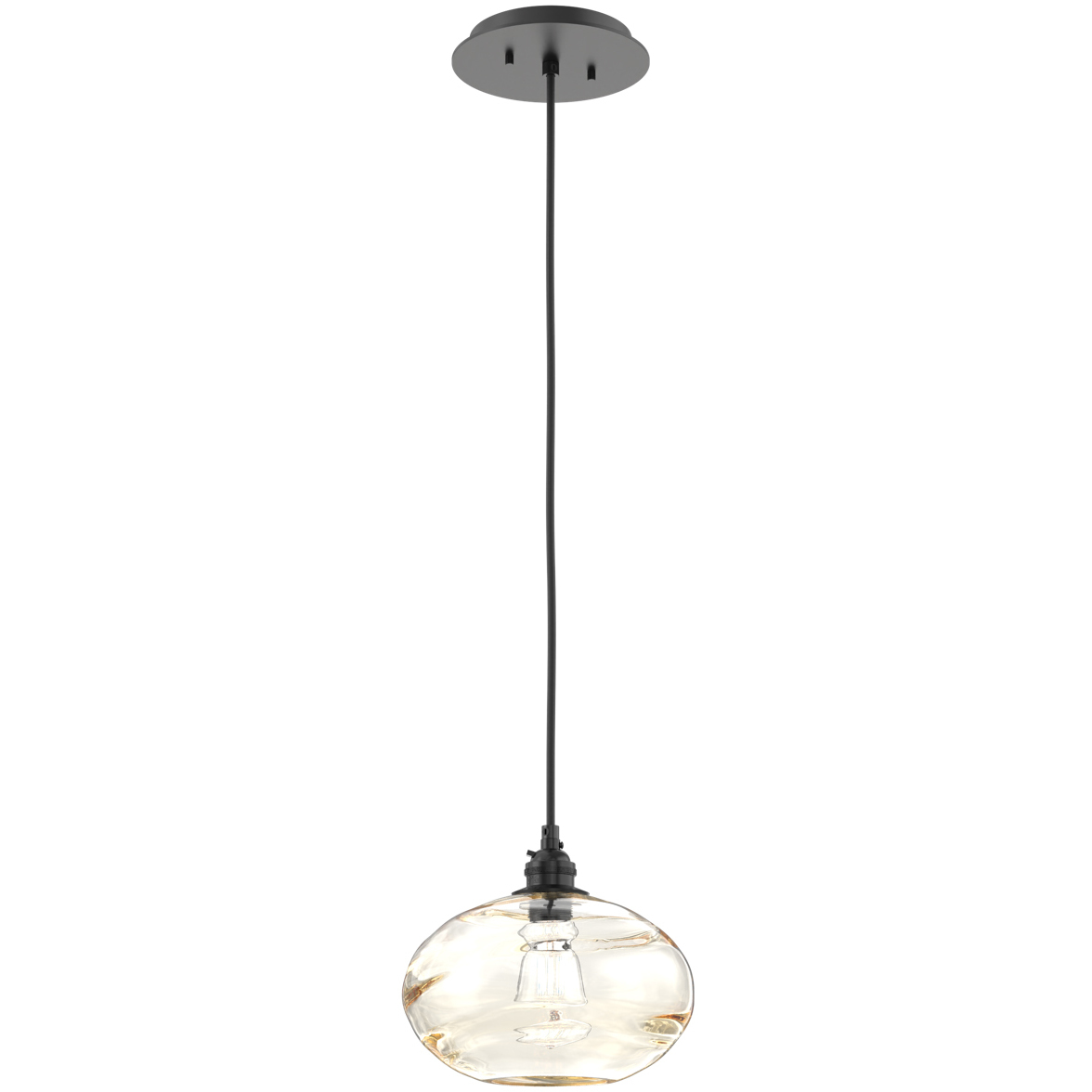 Coppa 1 Light 8 inch Matte Black Pendant Ceiling Light in Coppa Amber