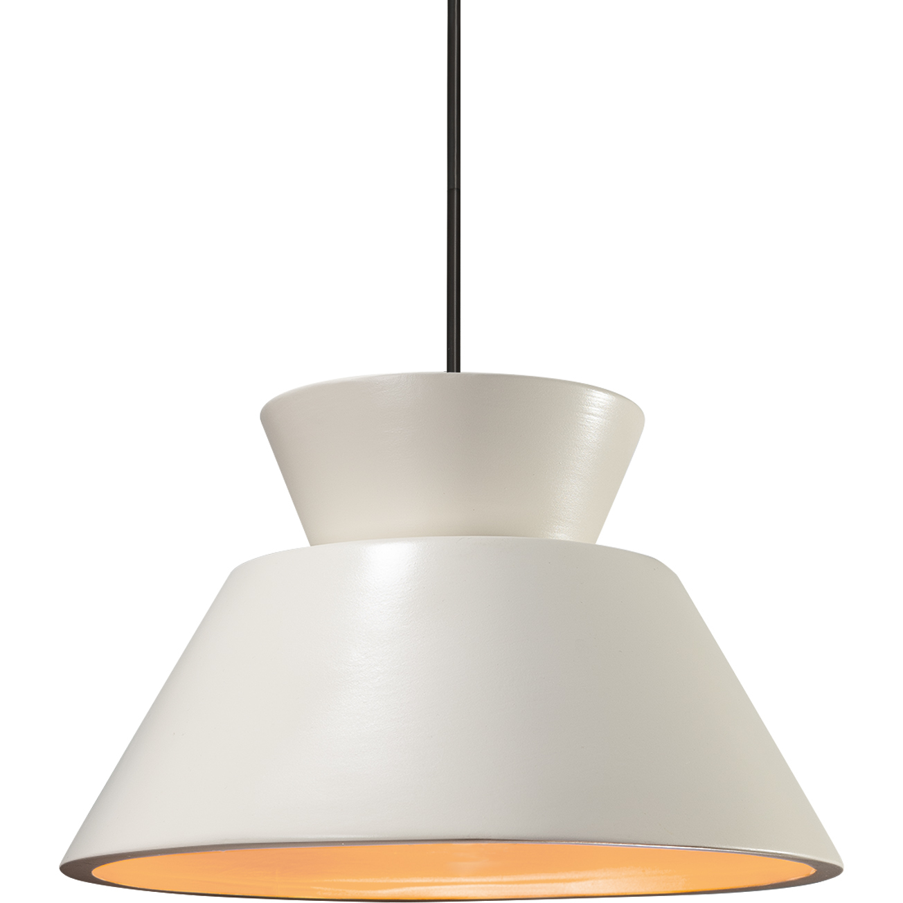 Radiance Collection - Trapezoid 1 Light 14 inch Matte White with Champagne Gold internal finish Pendant Ceiling Light, Form+Finish+Function