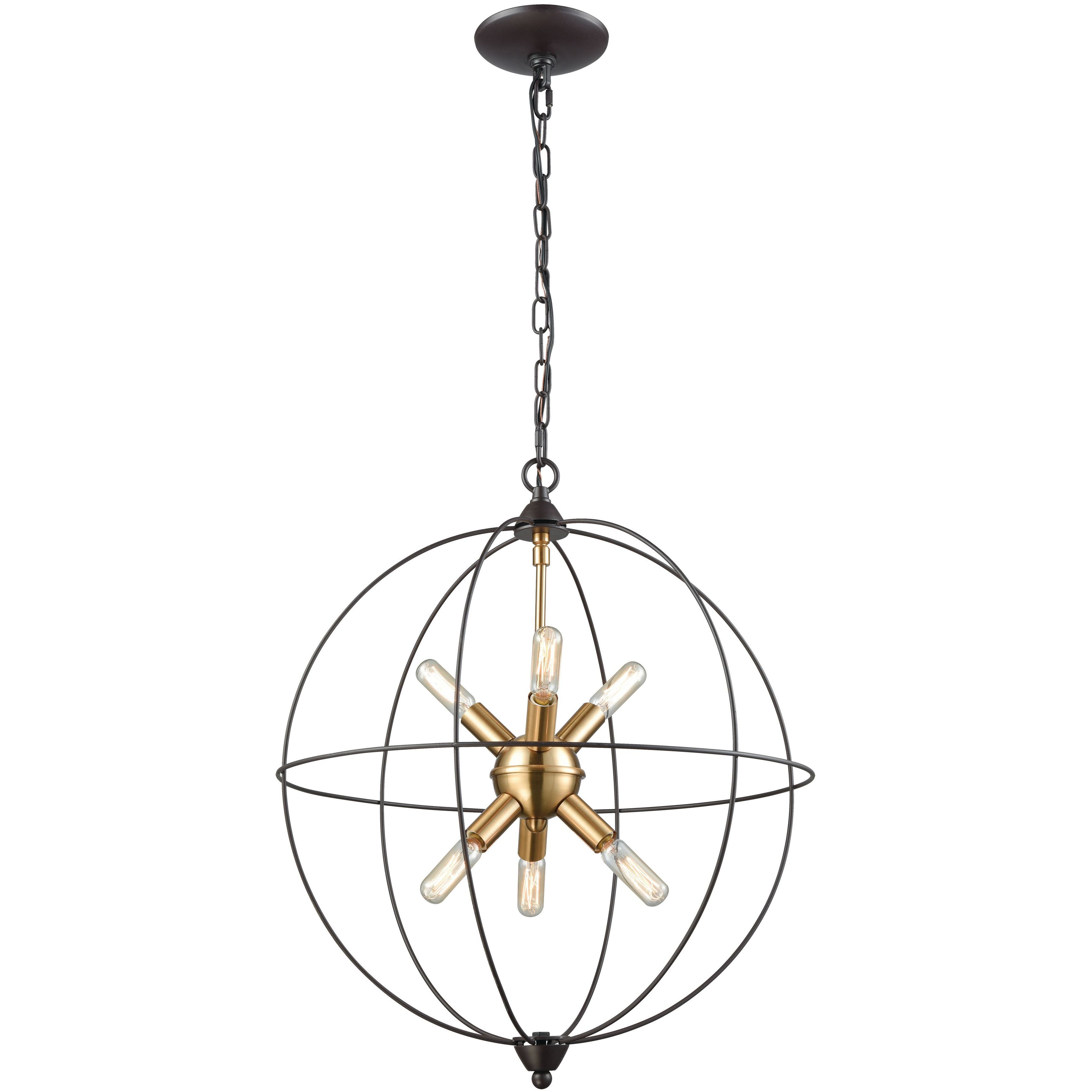 Loftin 6 Light 19 inch Oil Rubbed Bronze with Satin Brass Chandelier Ceiling Light