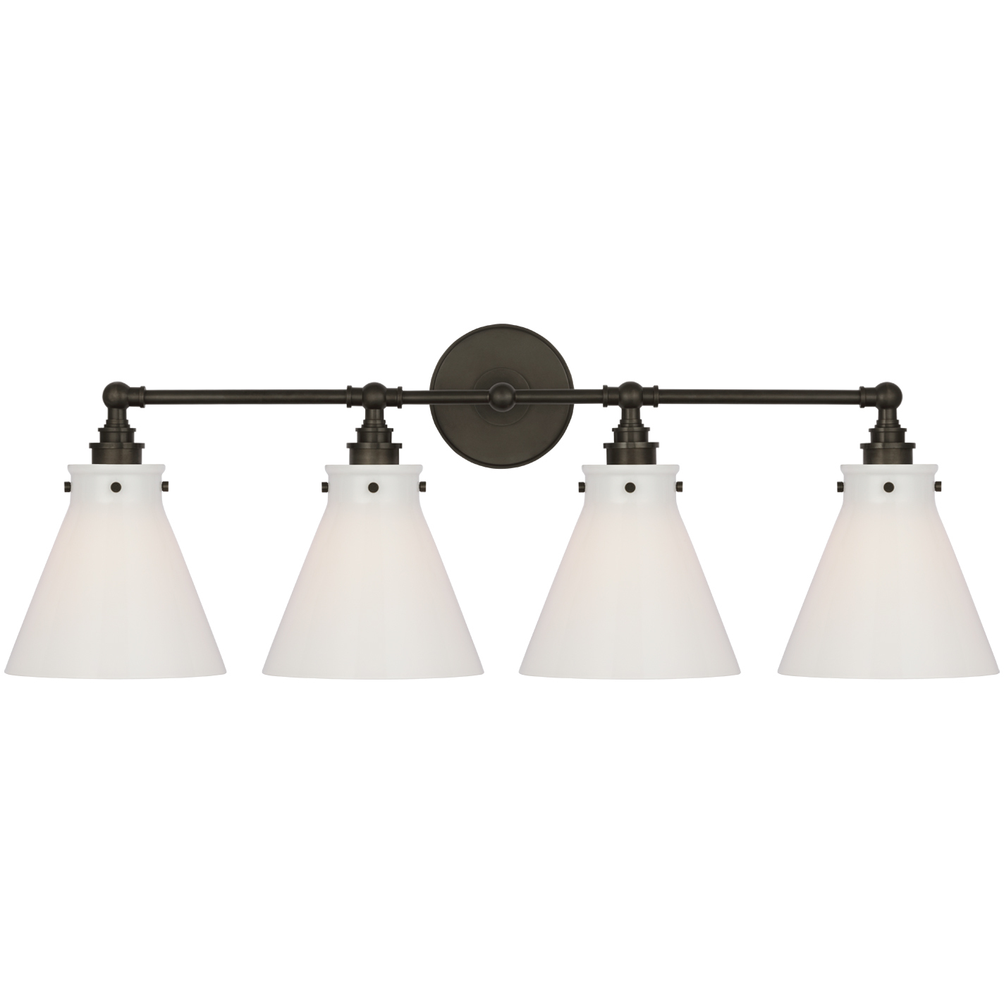 Chapman & Myers Parkington LED 32.5 inch Bronze Bath Bar Wall Light in White Glass